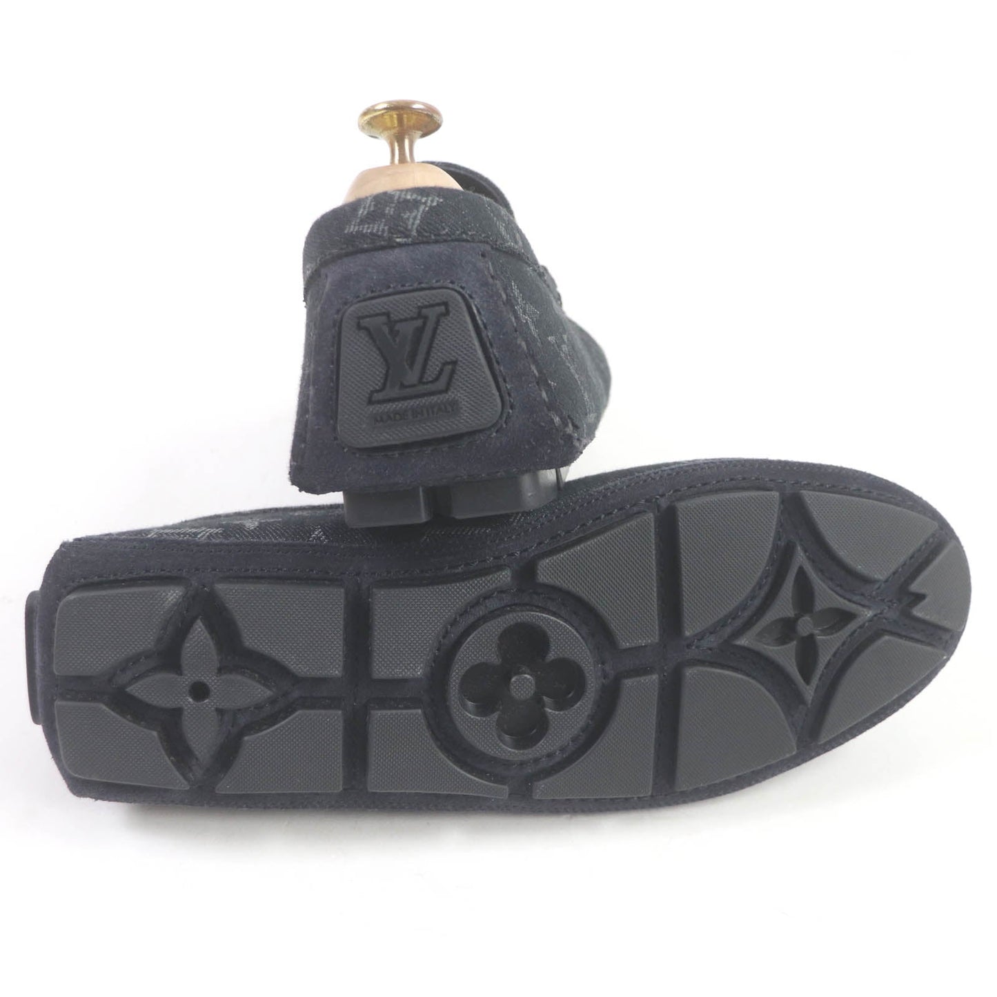LOUIS VUITTON Flat shoes Monogram denim Indigo blue LV Driver Line 6.5