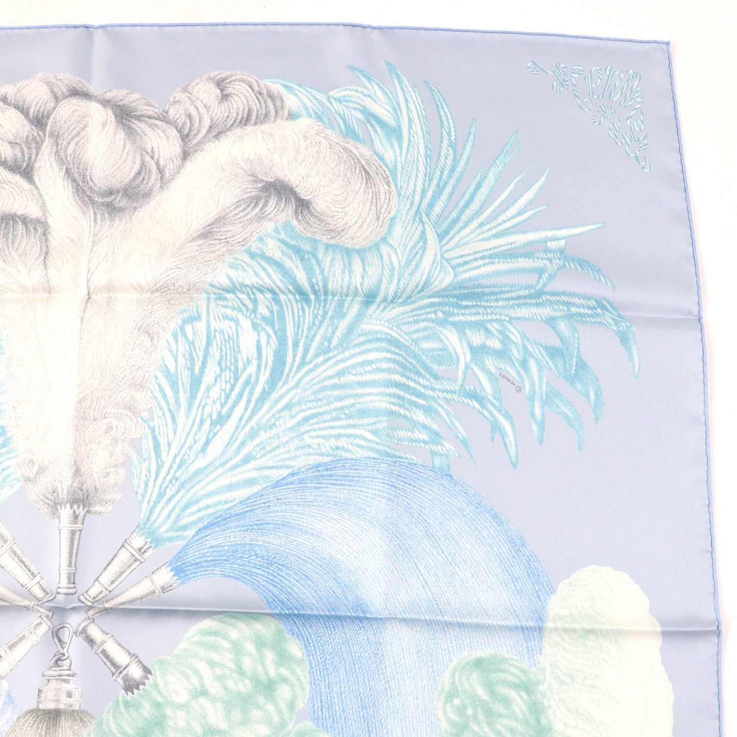 HERMES scarf silk Multi Carre90 PLUMETS ET PANACHES Feathers and feathers