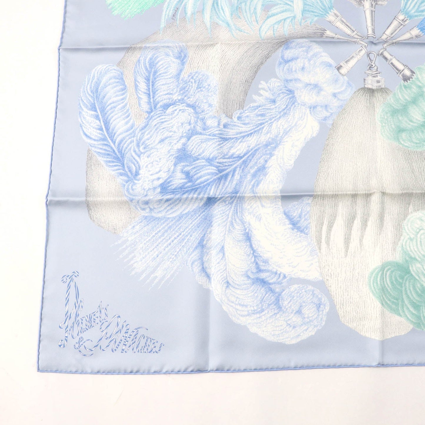 HERMES scarf silk Multi Carre90 PLUMETS ET PANACHES Feathers and feathers