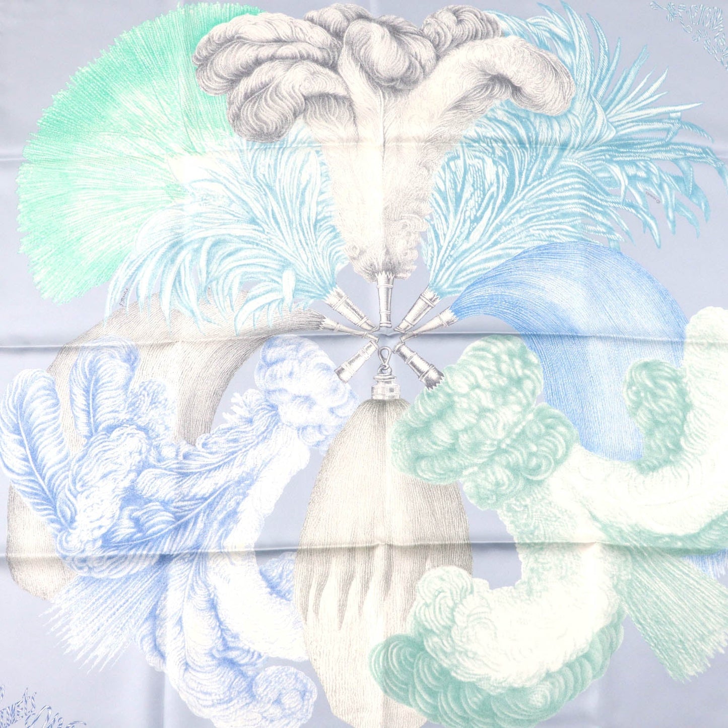 HERMES scarf silk Multi Carre90 PLUMETS ET PANACHES Feathers and feathers