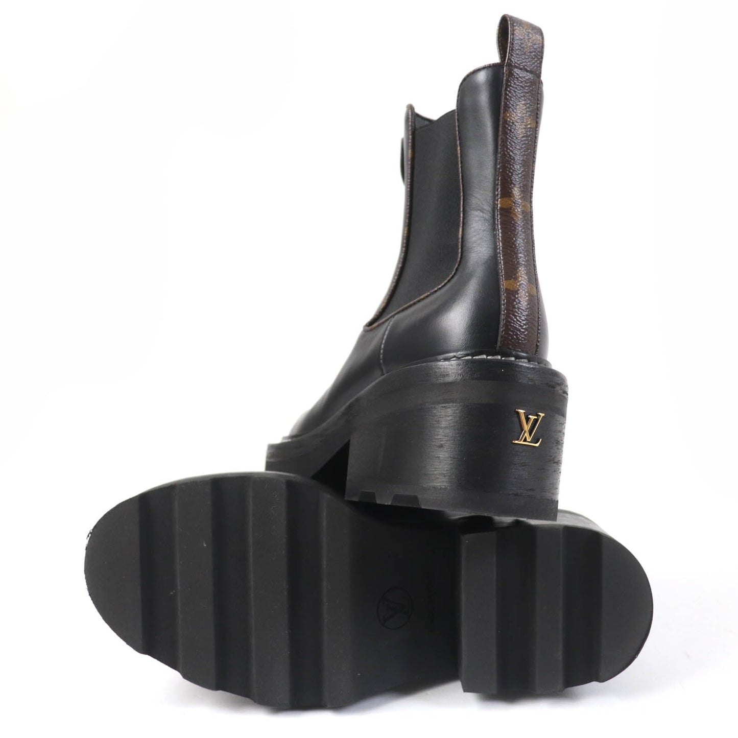 LOUIS VUITTON Ankle boots 1A8947 leather black LV Bobur Line 35.5