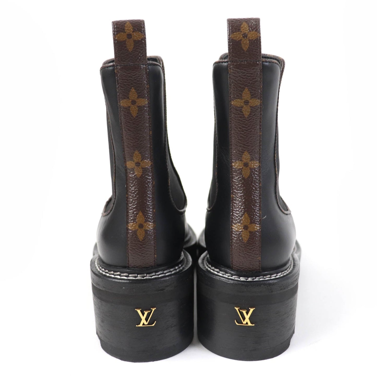 LOUIS VUITTON Ankle boots 1A8947 leather black LV Bobur Line 35.5