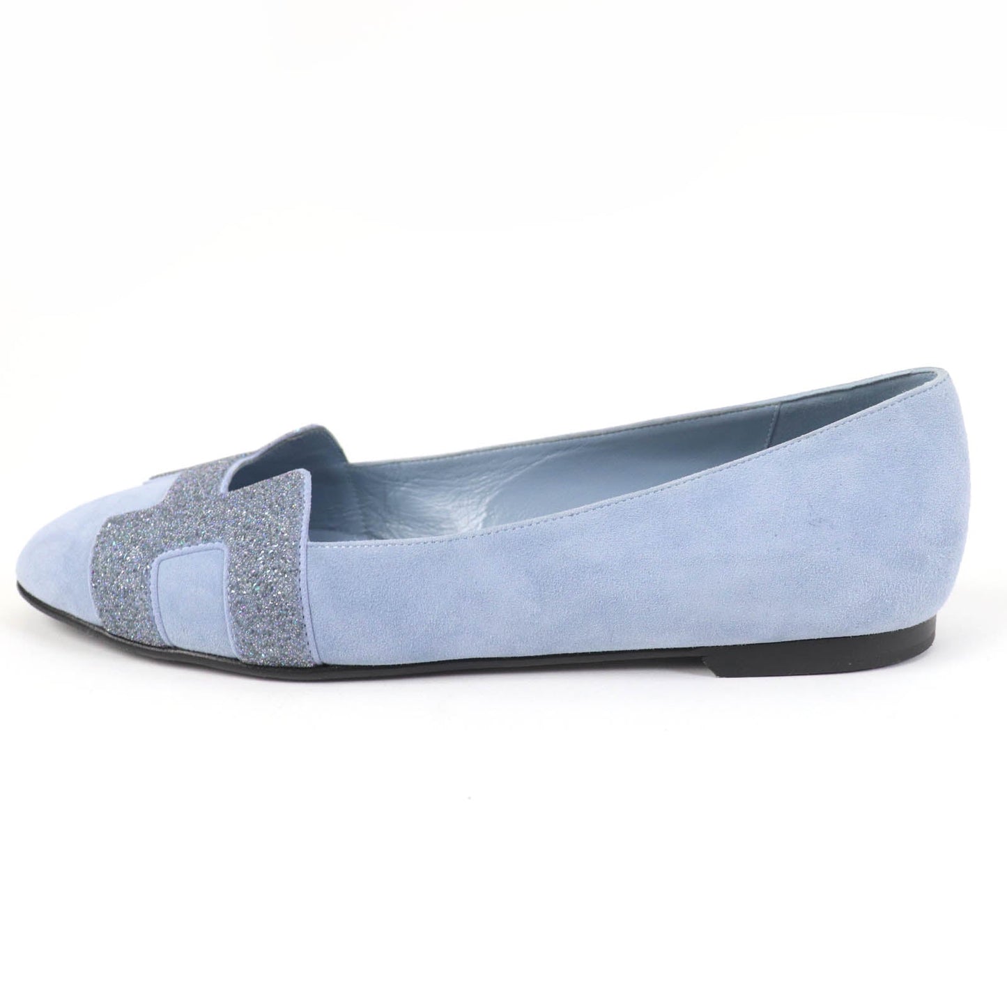 HERMES pumps Suede leather Light blue 37