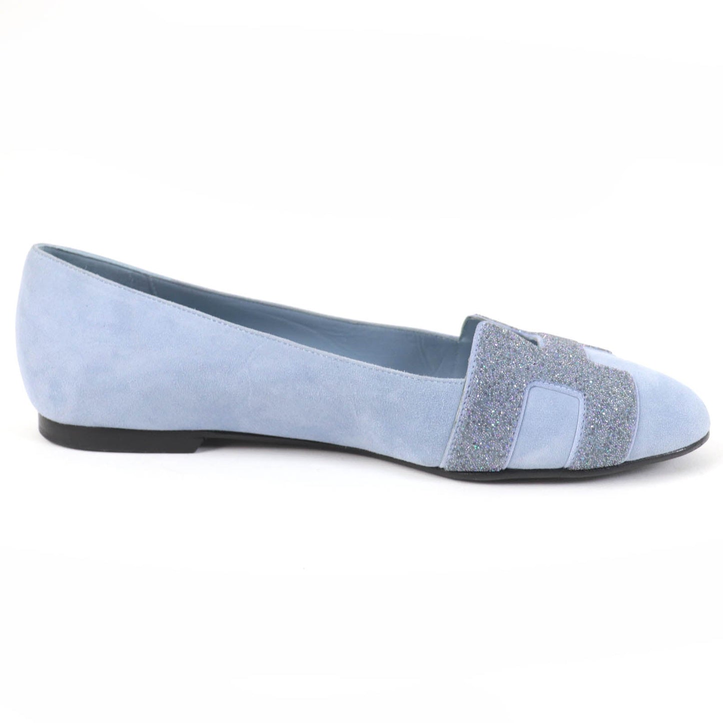 HERMES pumps Suede leather Light blue 37