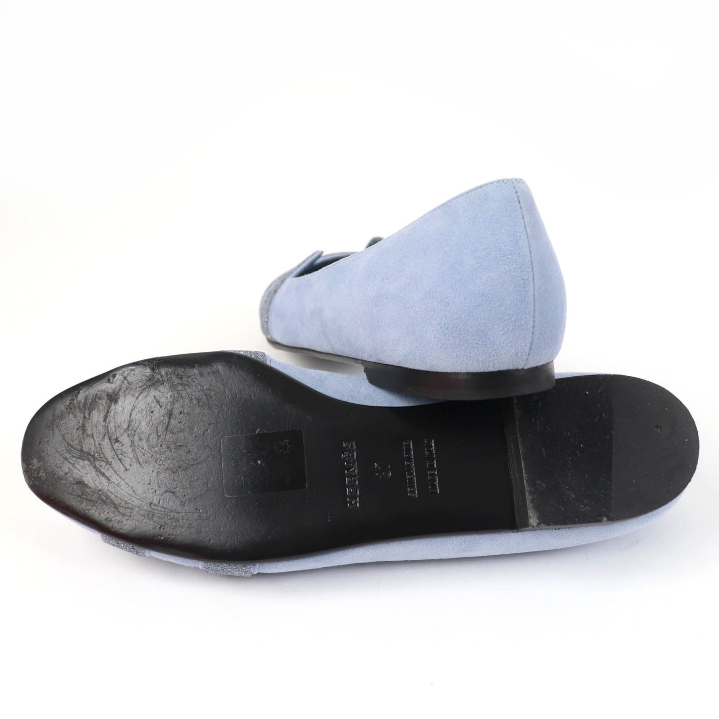 HERMES pumps Suede leather Light blue 37