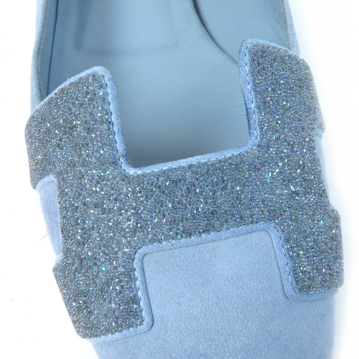 HERMES pumps Suede leather Light blue 37