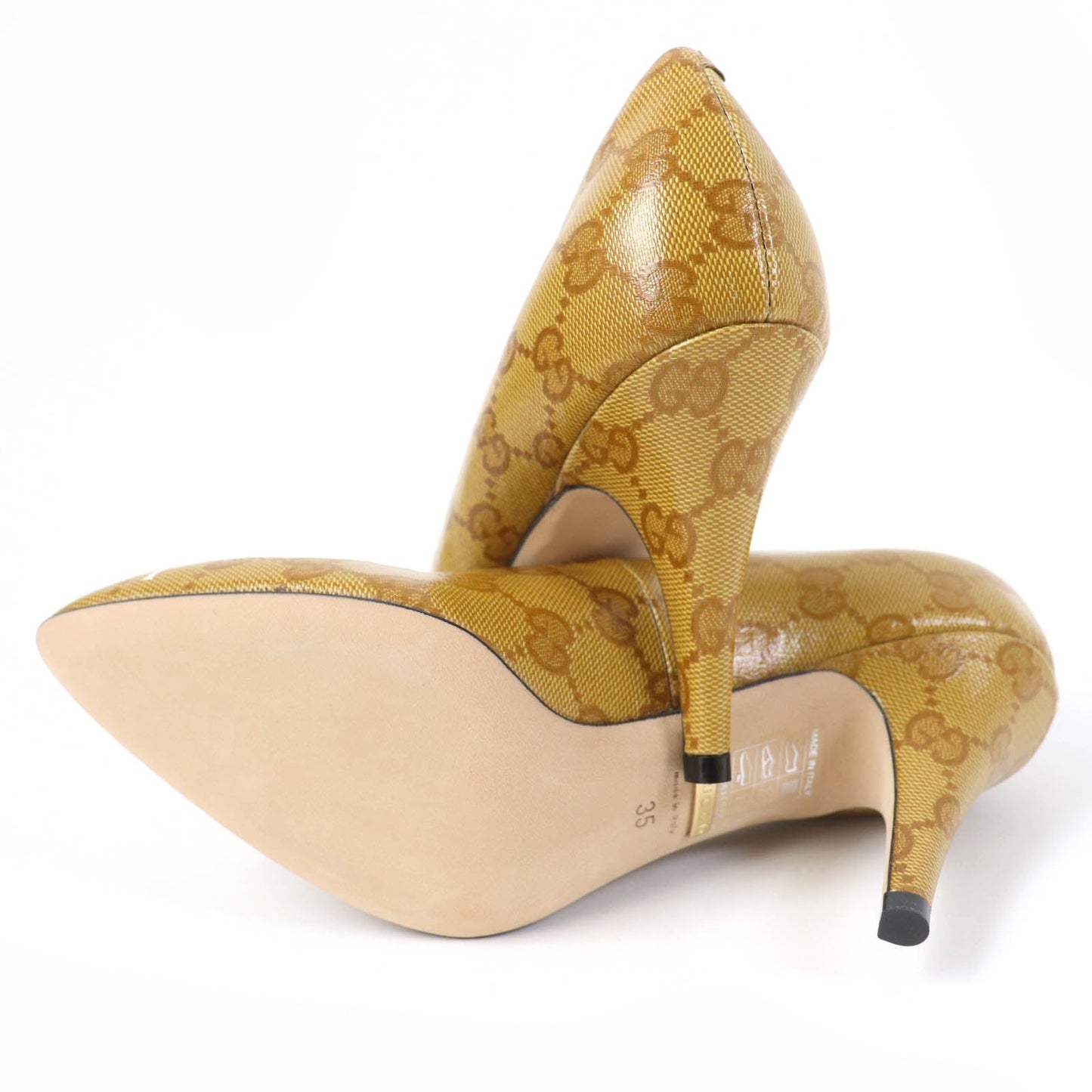 GUCCI pumps 702221 GG crystal Brown 35