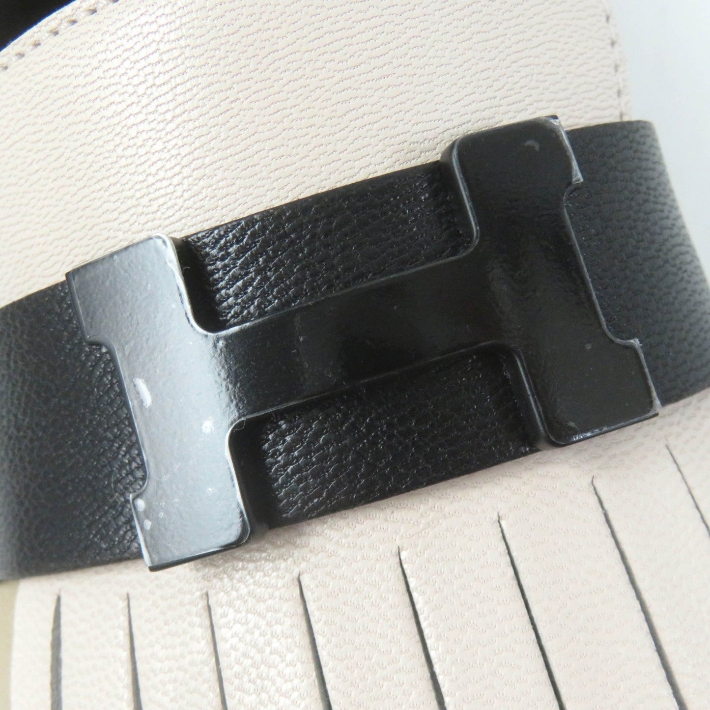 HERMES loafers leather Beige black 35.5