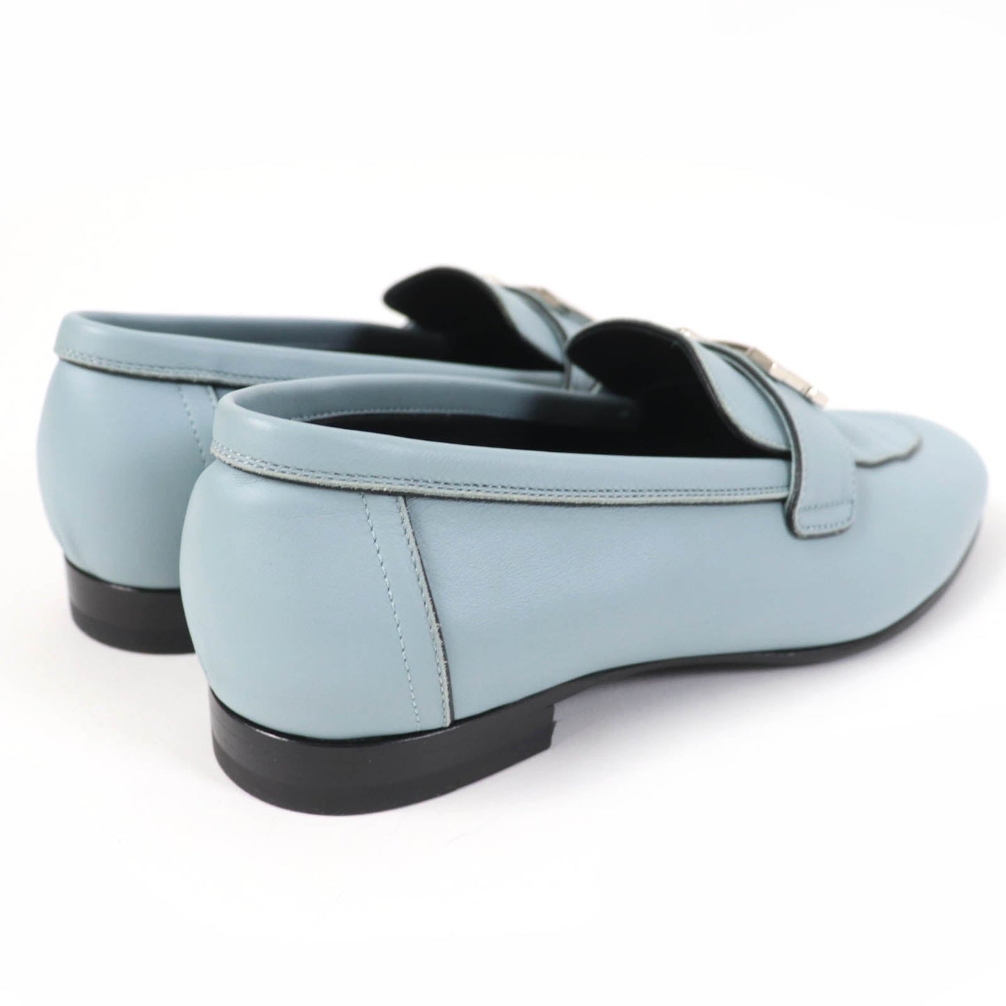 HERMES loafers leather Light blue 36