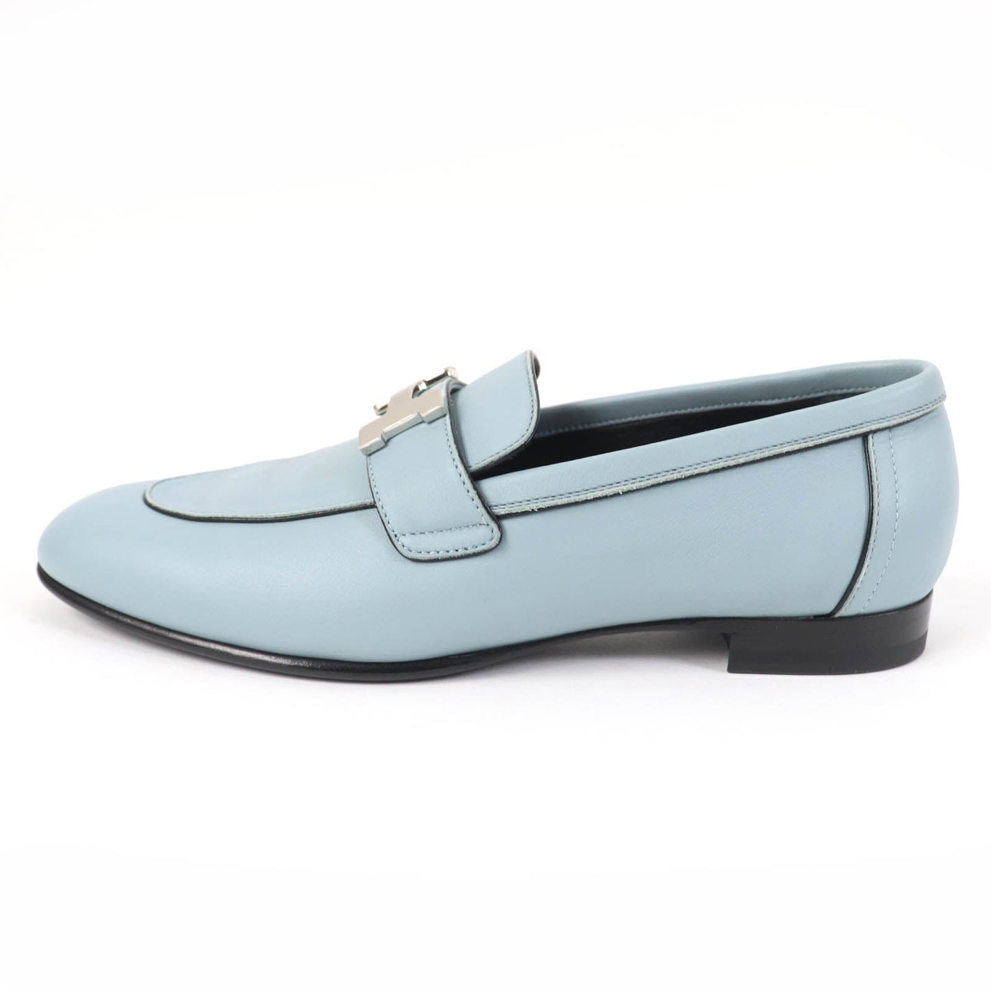 HERMES loafers leather Light blue 36