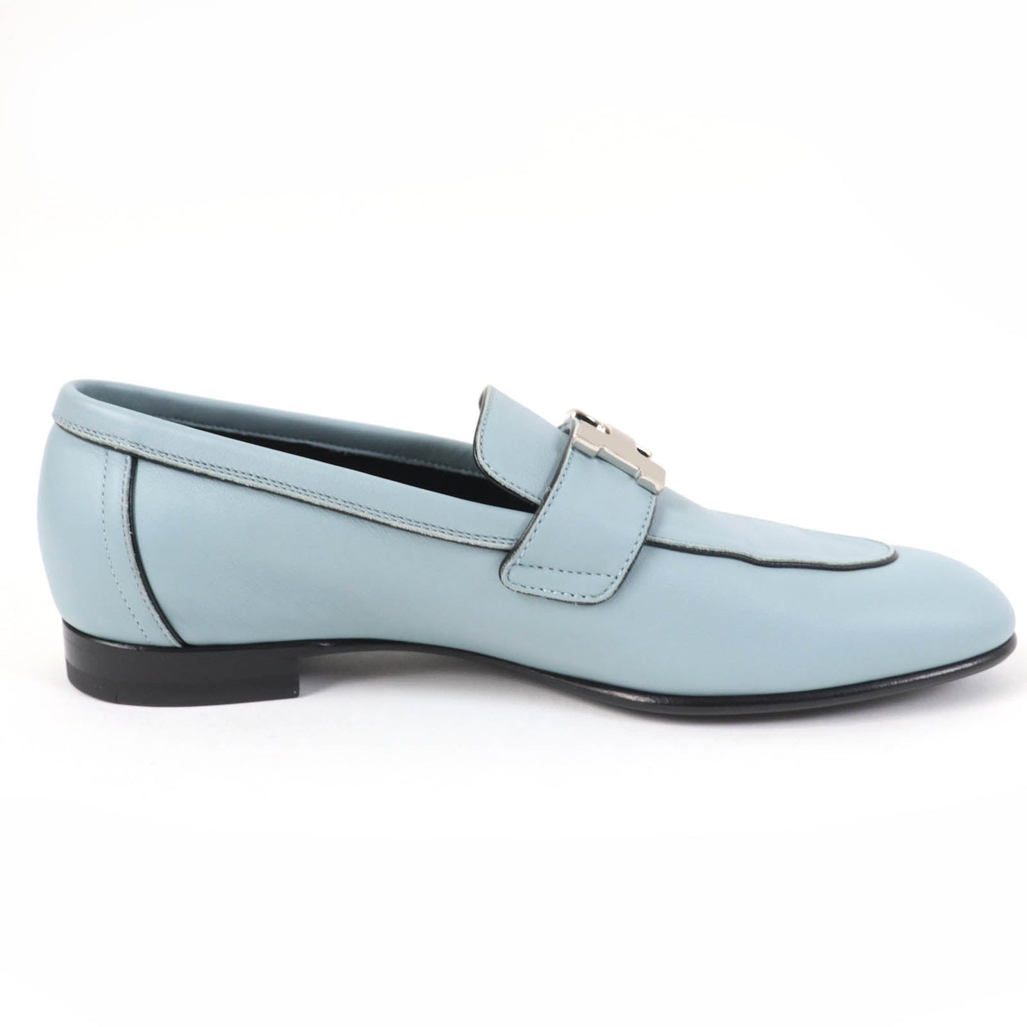 HERMES loafers leather Light blue 36