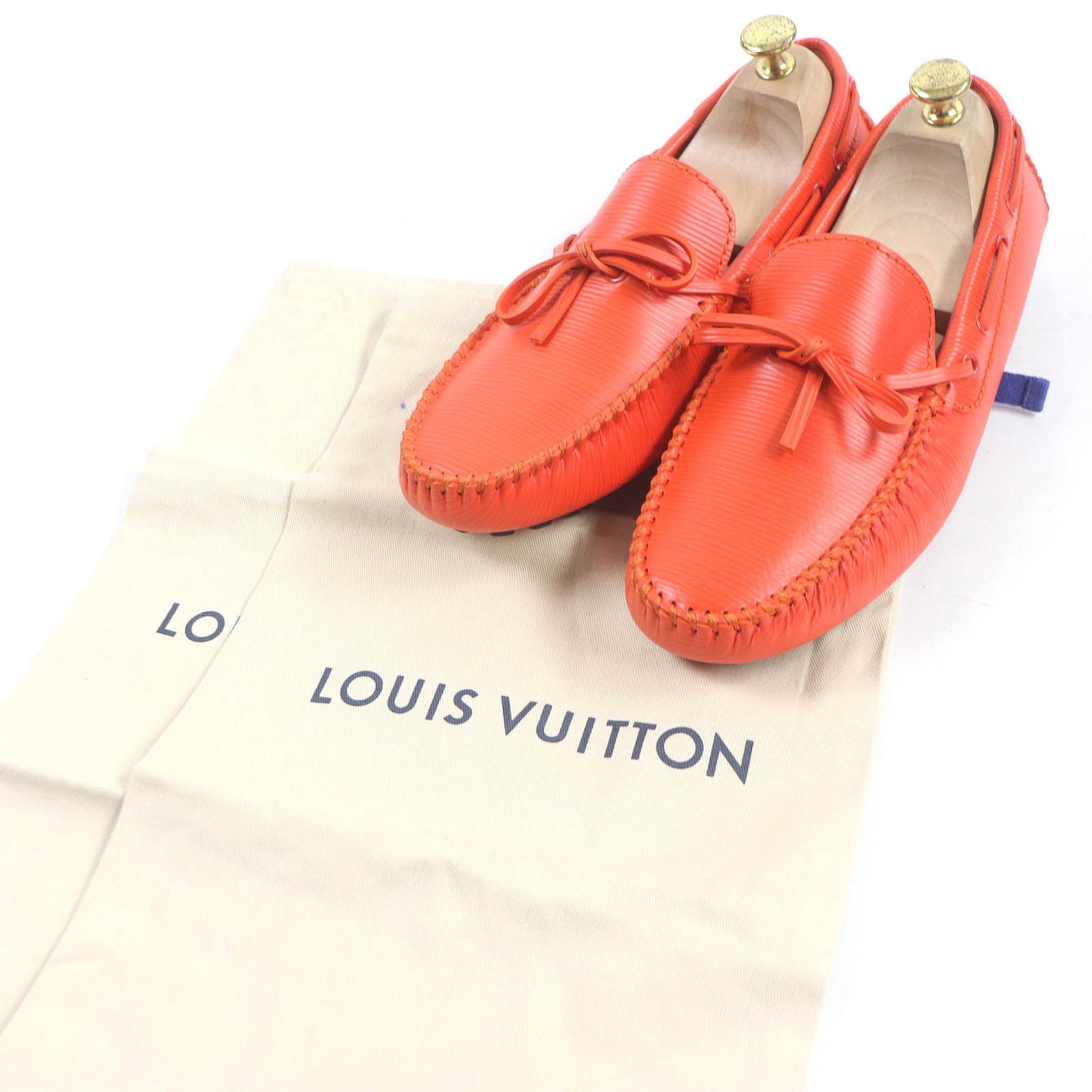 LOUIS VUITTON Flat shoes leather Orange Arizona line 6.5