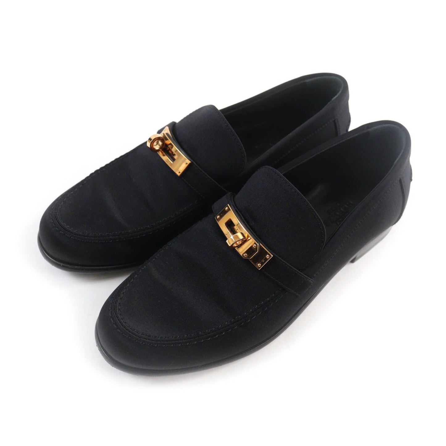 HERMES Moccasin Satin black Desting 37