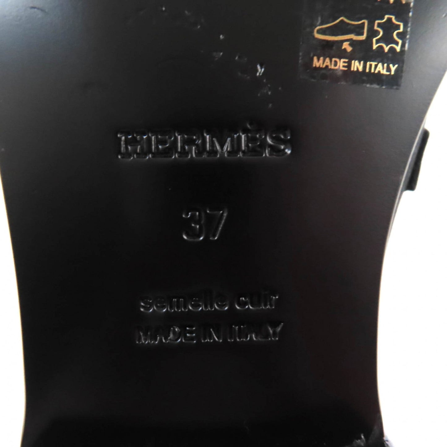 HERMES Moccasin Satin black Desting 37
