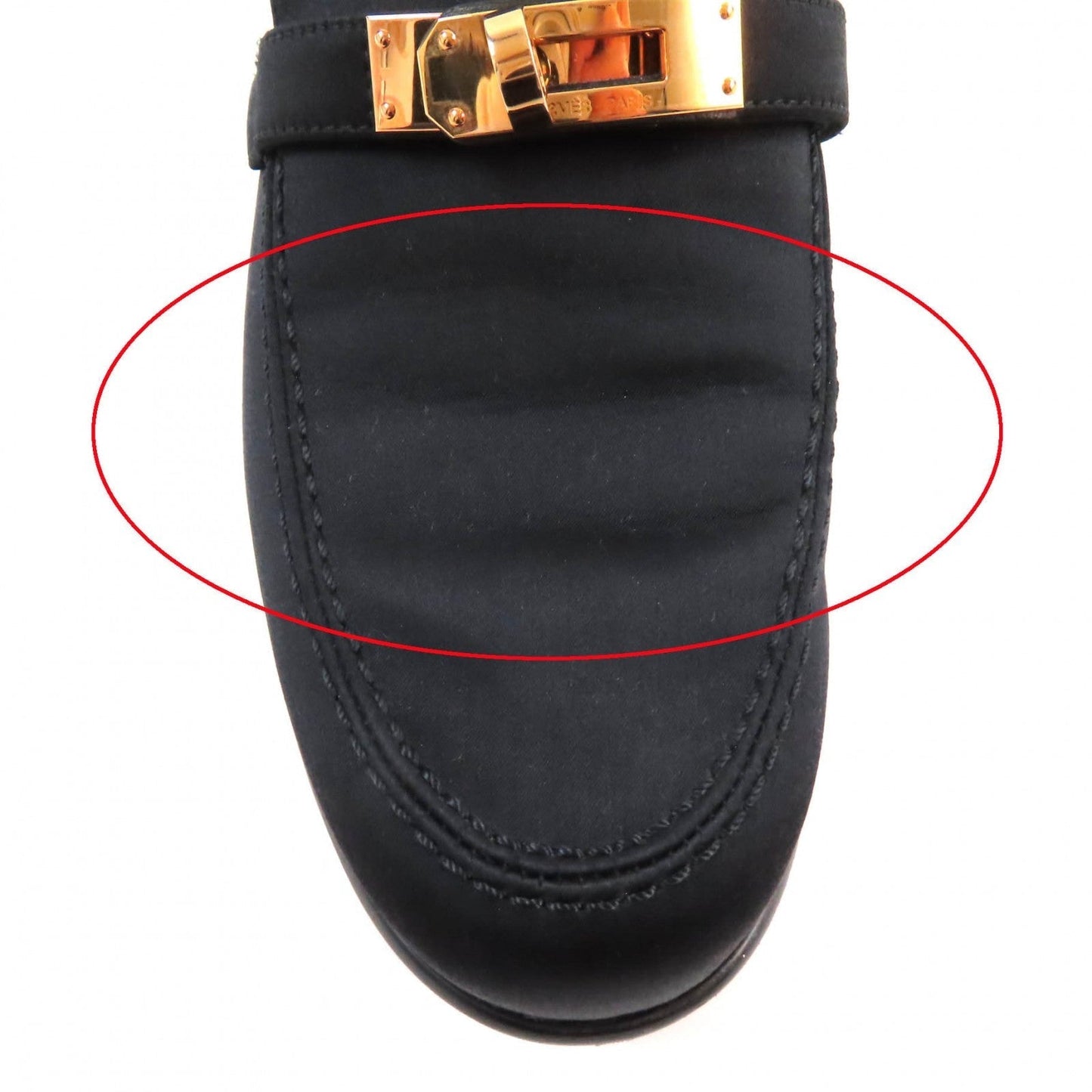 HERMES Moccasin Satin black Desting 37