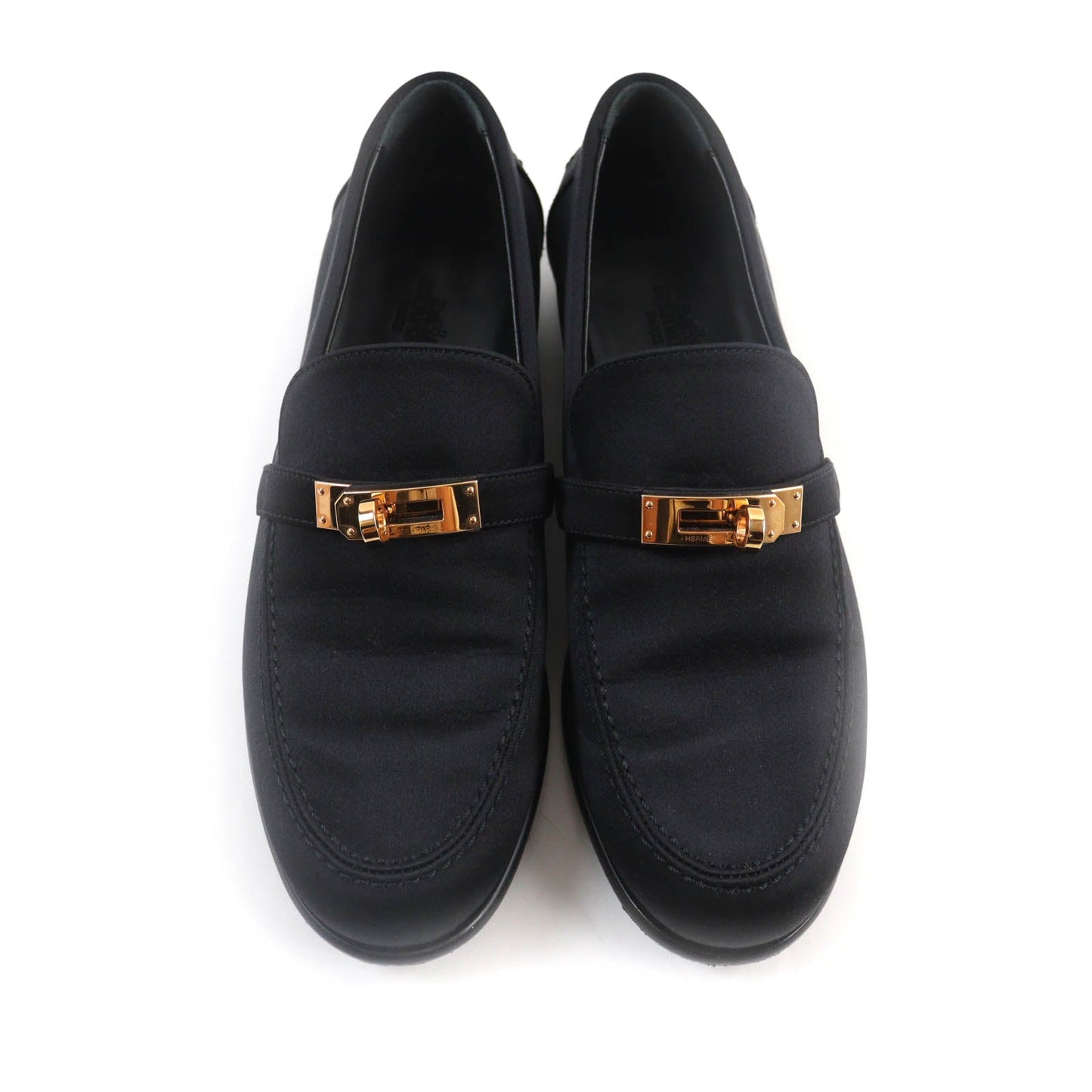 HERMES Moccasin Satin black Desting 37