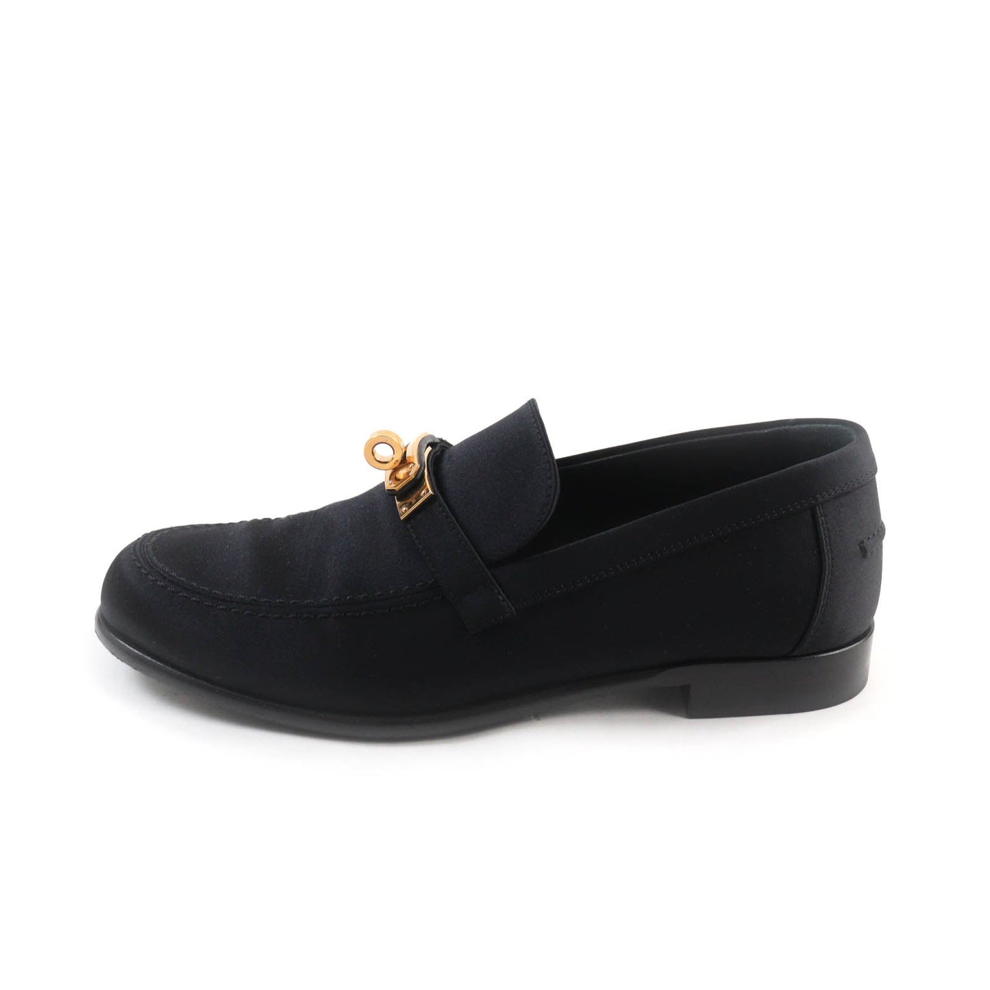HERMES Moccasin Satin black Desting 37
