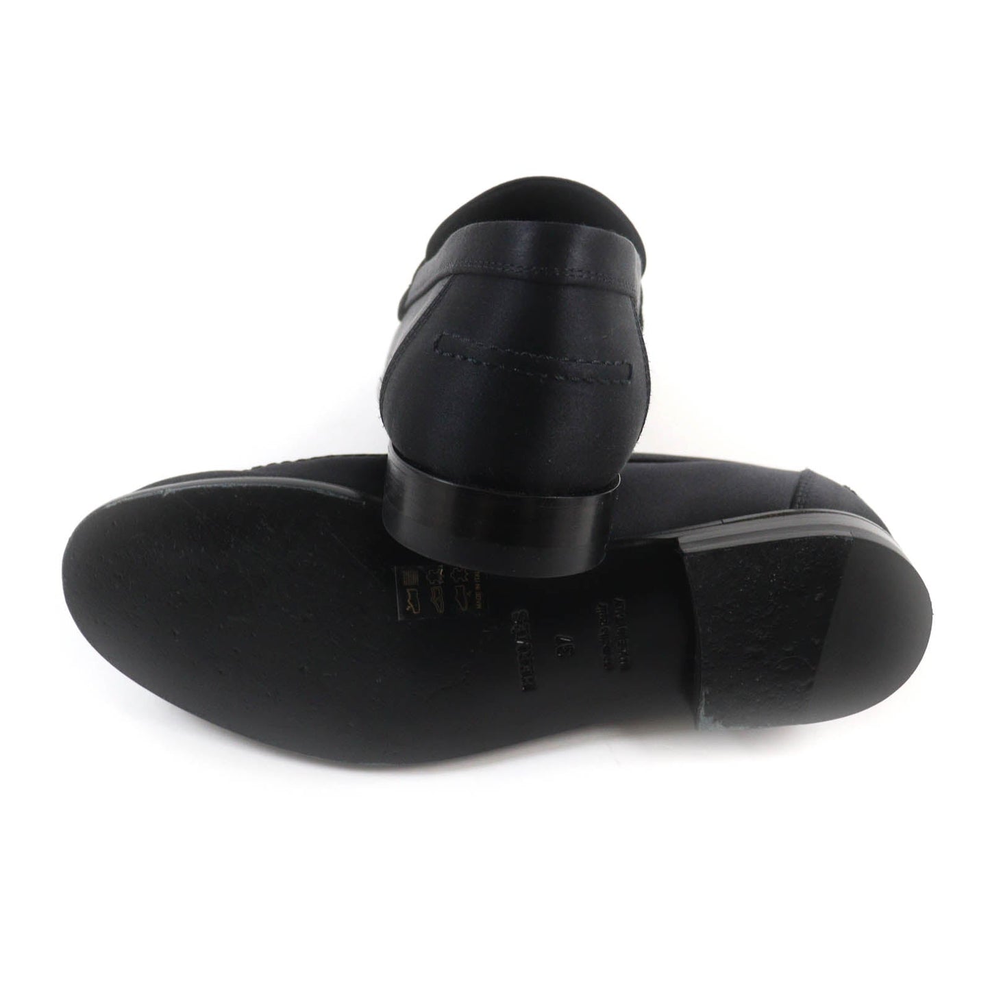 HERMES Moccasin Satin black Desting 37