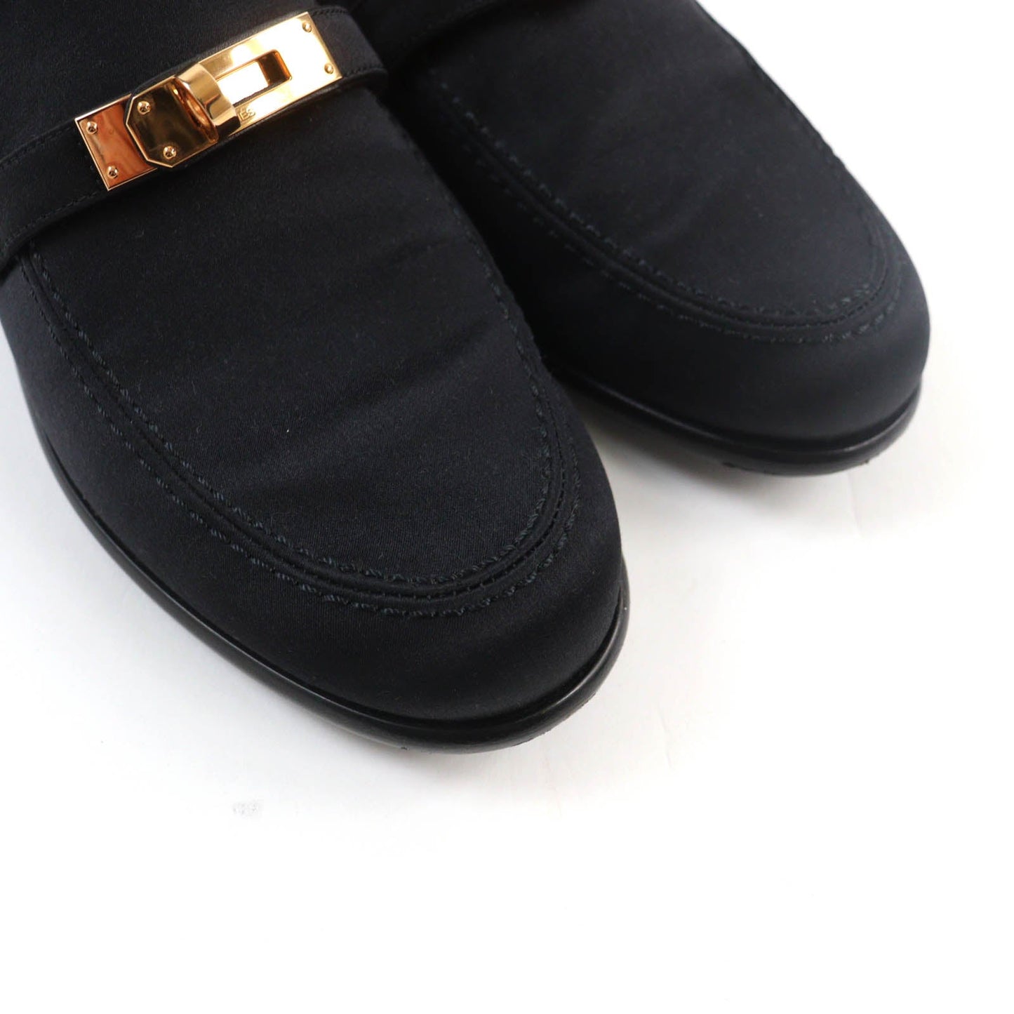 HERMES Moccasin Satin black Desting 37
