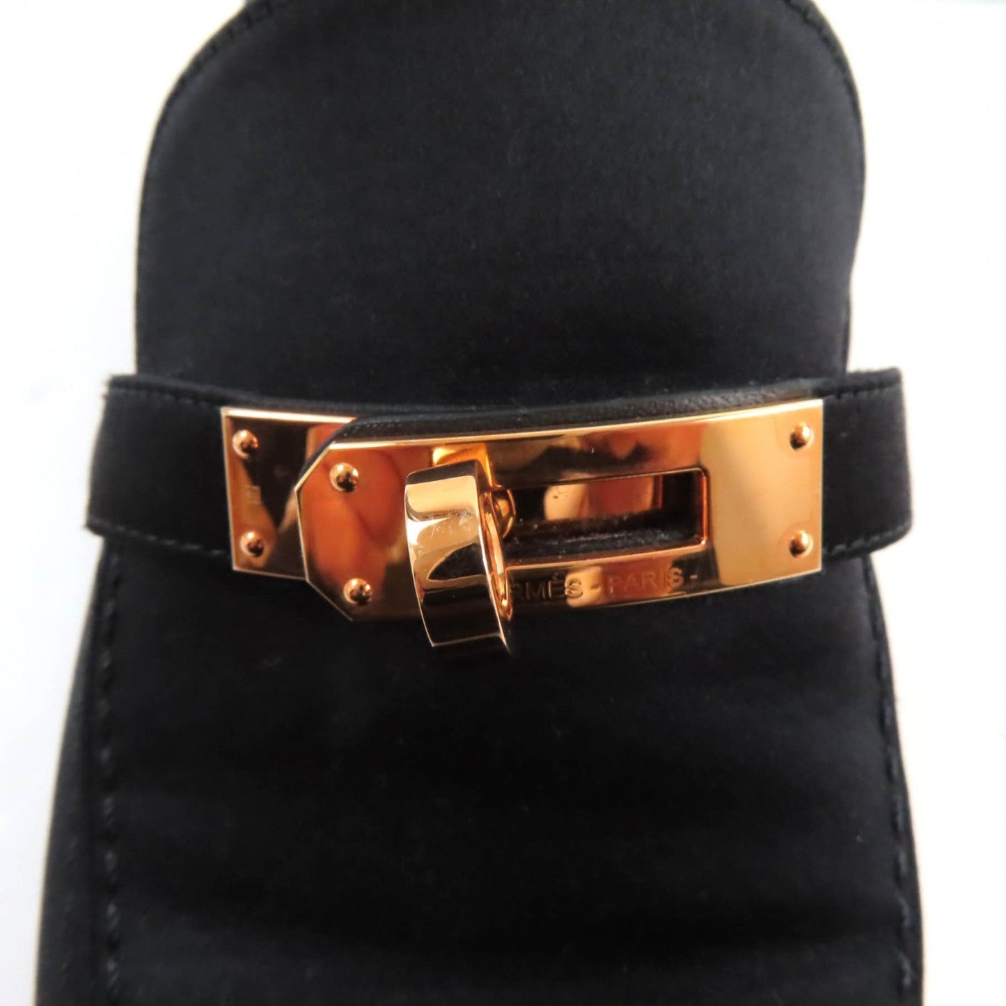 HERMES Moccasin Satin black Desting 37