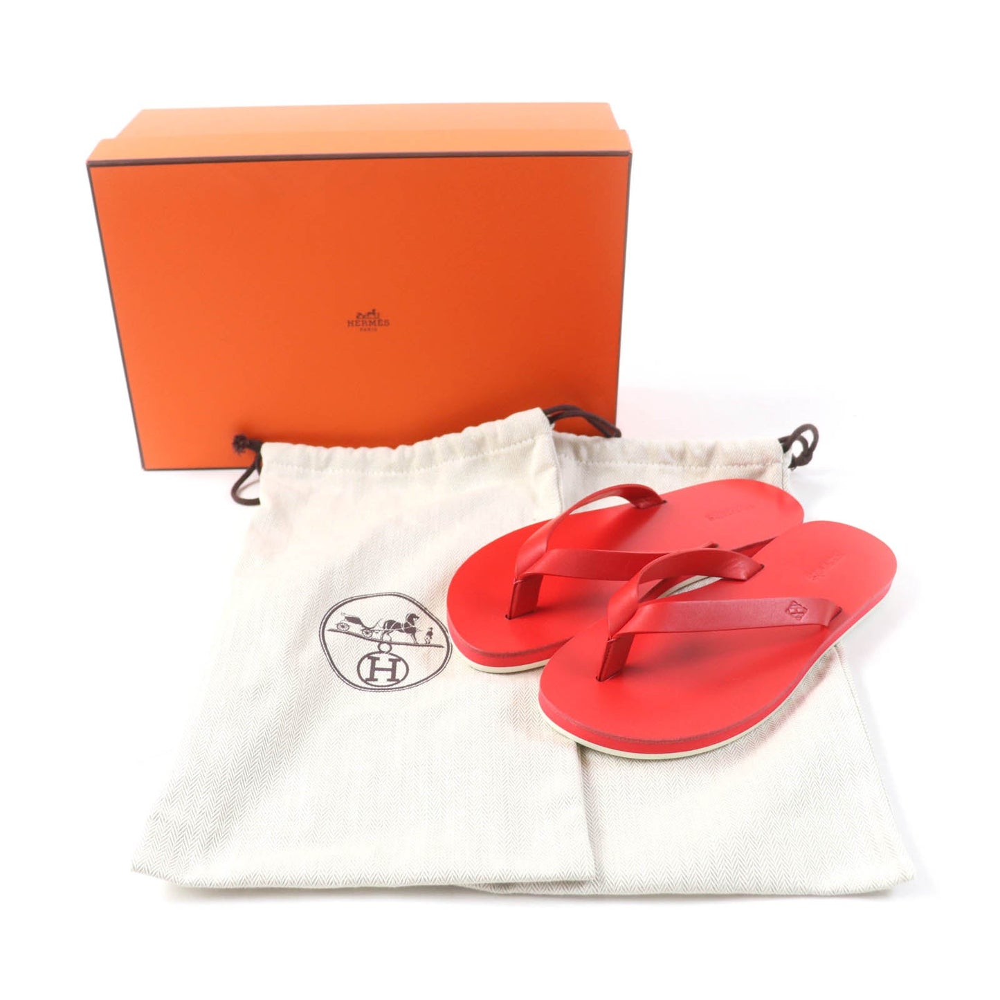 HERMES Sandals leather Red SUMMER 37