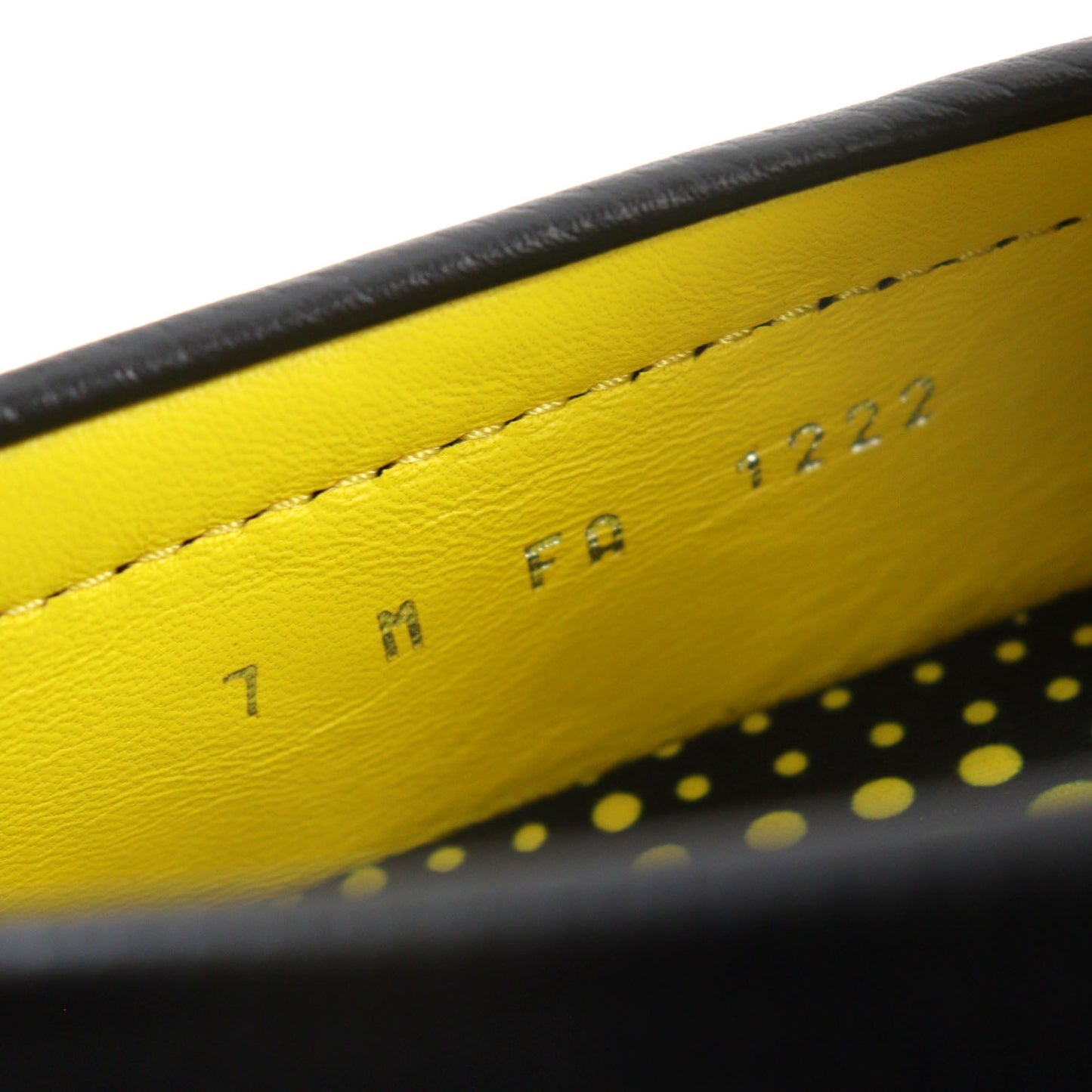 LOUIS VUITTON Flat shoes leather Black yellow LV driver line 7