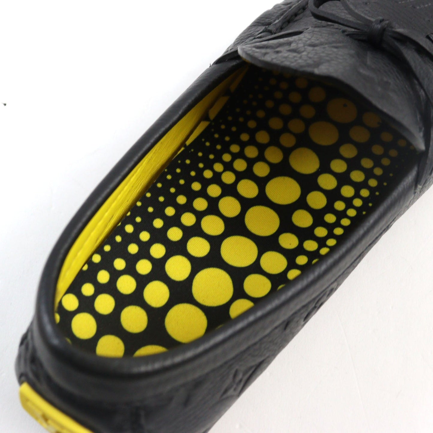 LOUIS VUITTON Flat shoes leather Black yellow LV driver line 7
