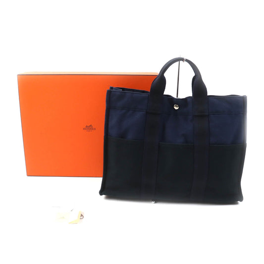 HERMES Tote Bag Main: Cotton Navy Fool Toe MM Women Used