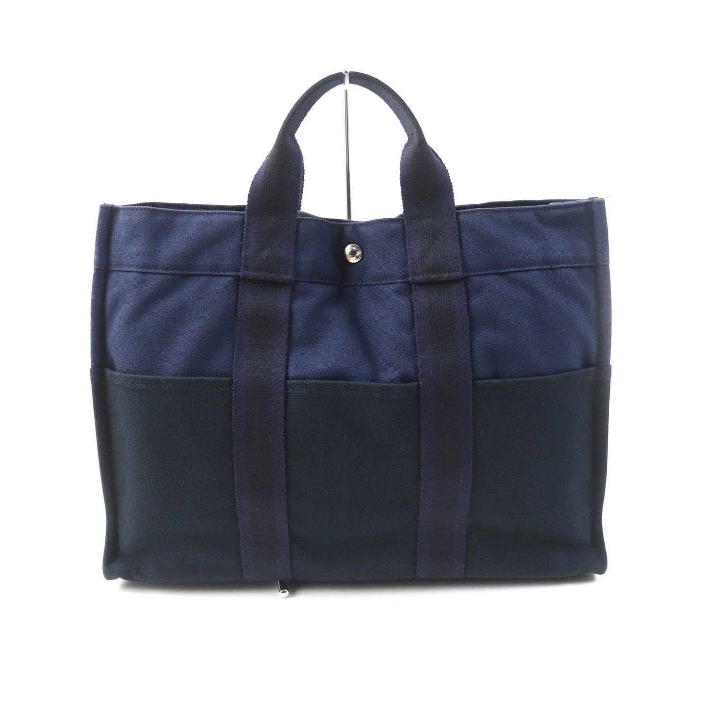 HERMES Tote Bag Main: Cotton Navy Fool Toe MM Women Used