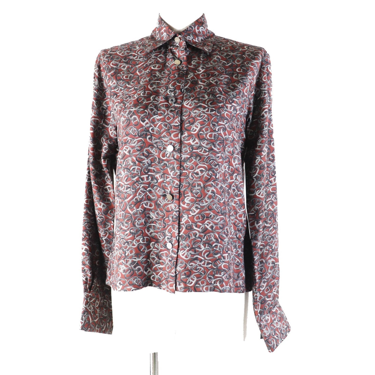 HERMES Long sleeve shirt silk Red Black type
