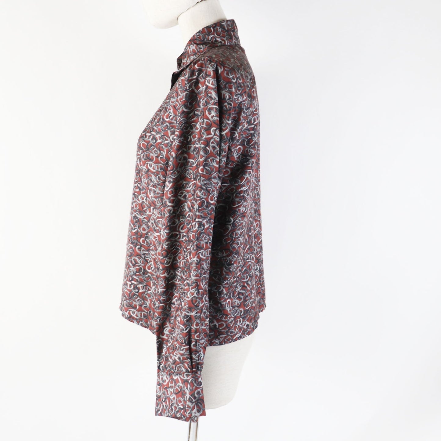 HERMES Long sleeve shirt silk Red Black type