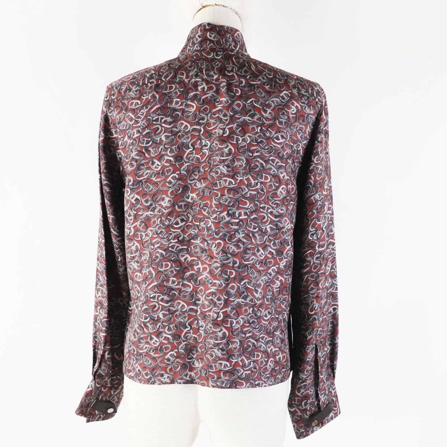 HERMES Long sleeve shirt silk Red Black type