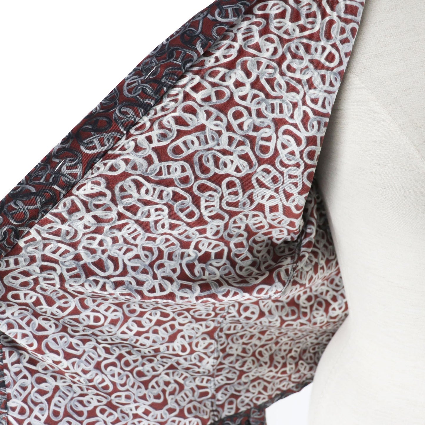 HERMES Long sleeve shirt silk Red Black type