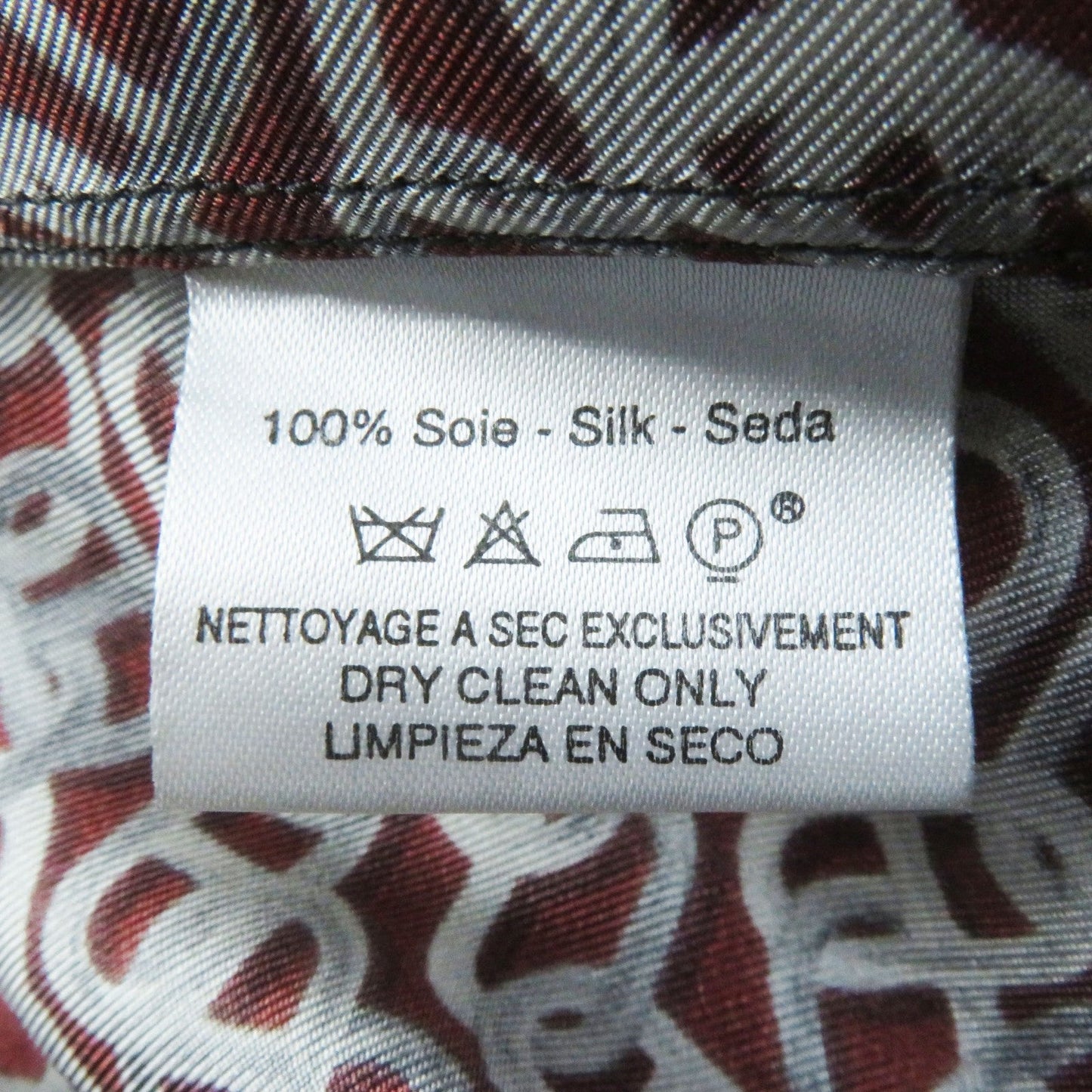 HERMES Long sleeve shirt silk Red Black type
