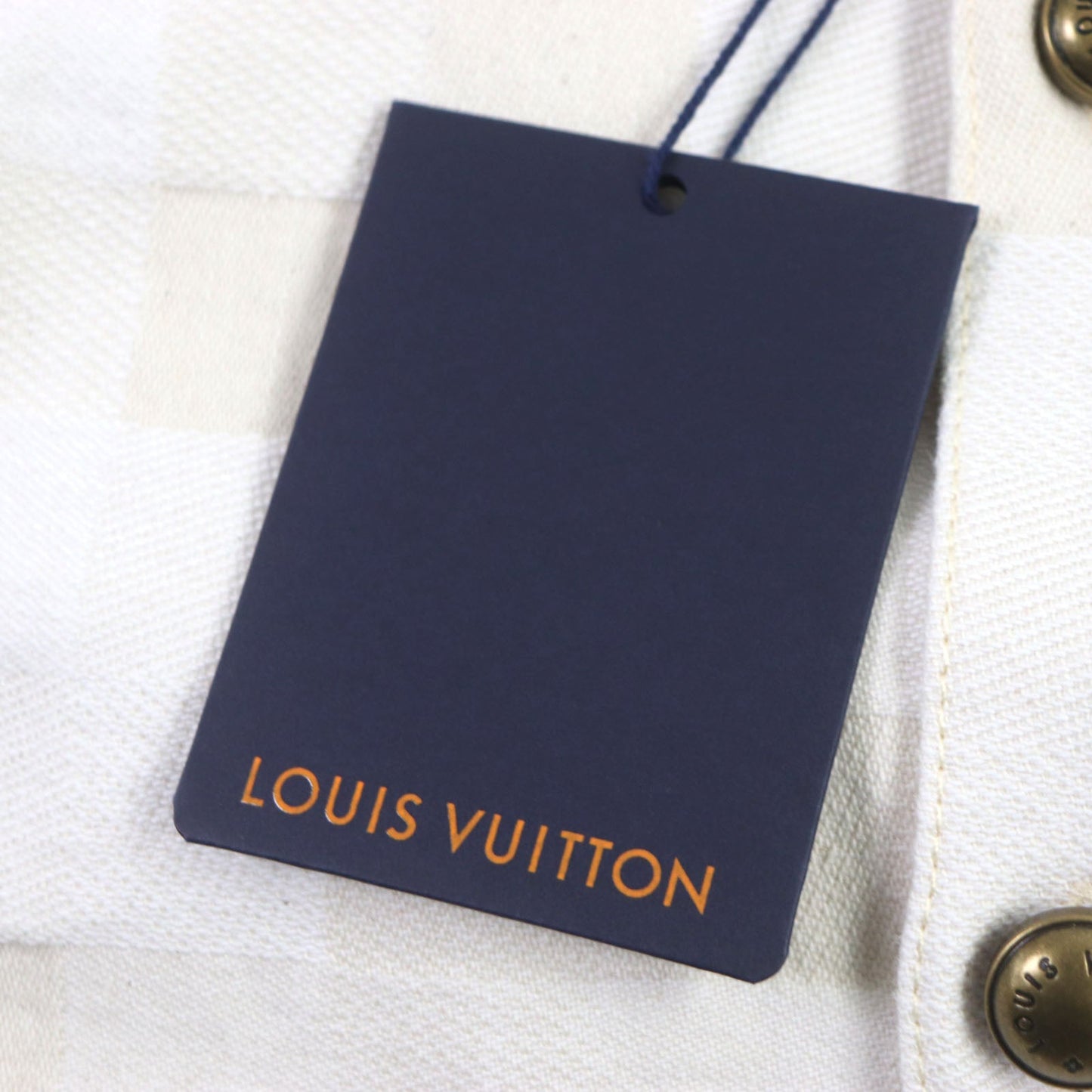 LOUIS VUITTON Denim Jacket 1AFQZO cotton light beige Damier S