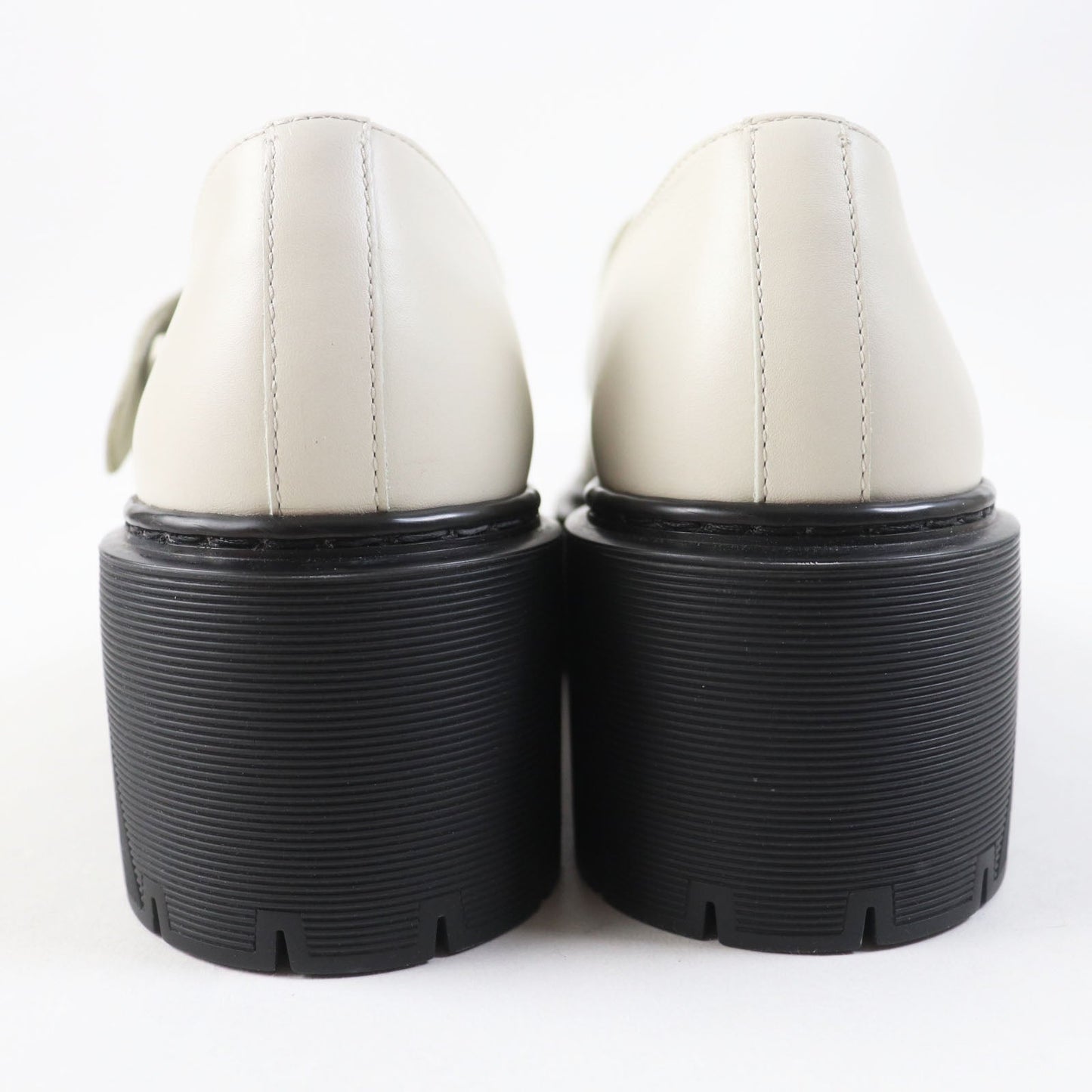 HERMES Leather shoes leather Ivory black Hoxton H Cadenas 35.5