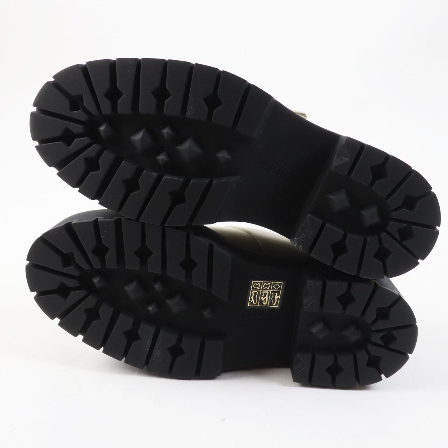 HERMES Leather shoes leather Ivory black Hoxton H Cadenas 35.5