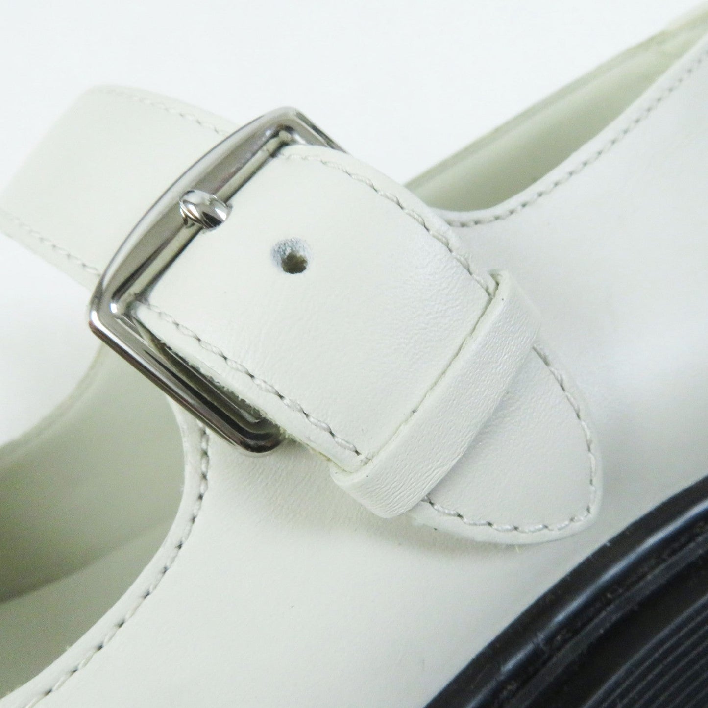 HERMES Leather shoes leather Ivory black Hoxton H Cadenas 35.5