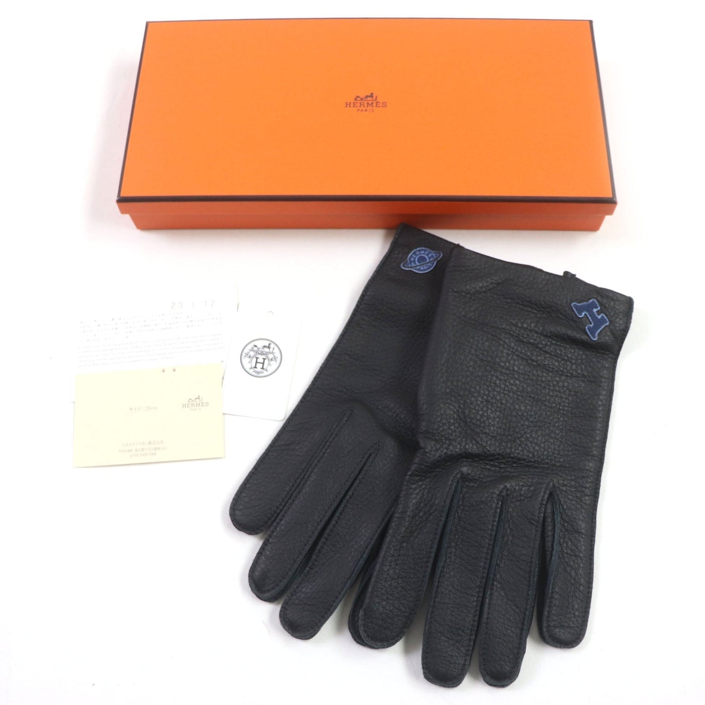 HERMES gloves Dearskin black 8.5