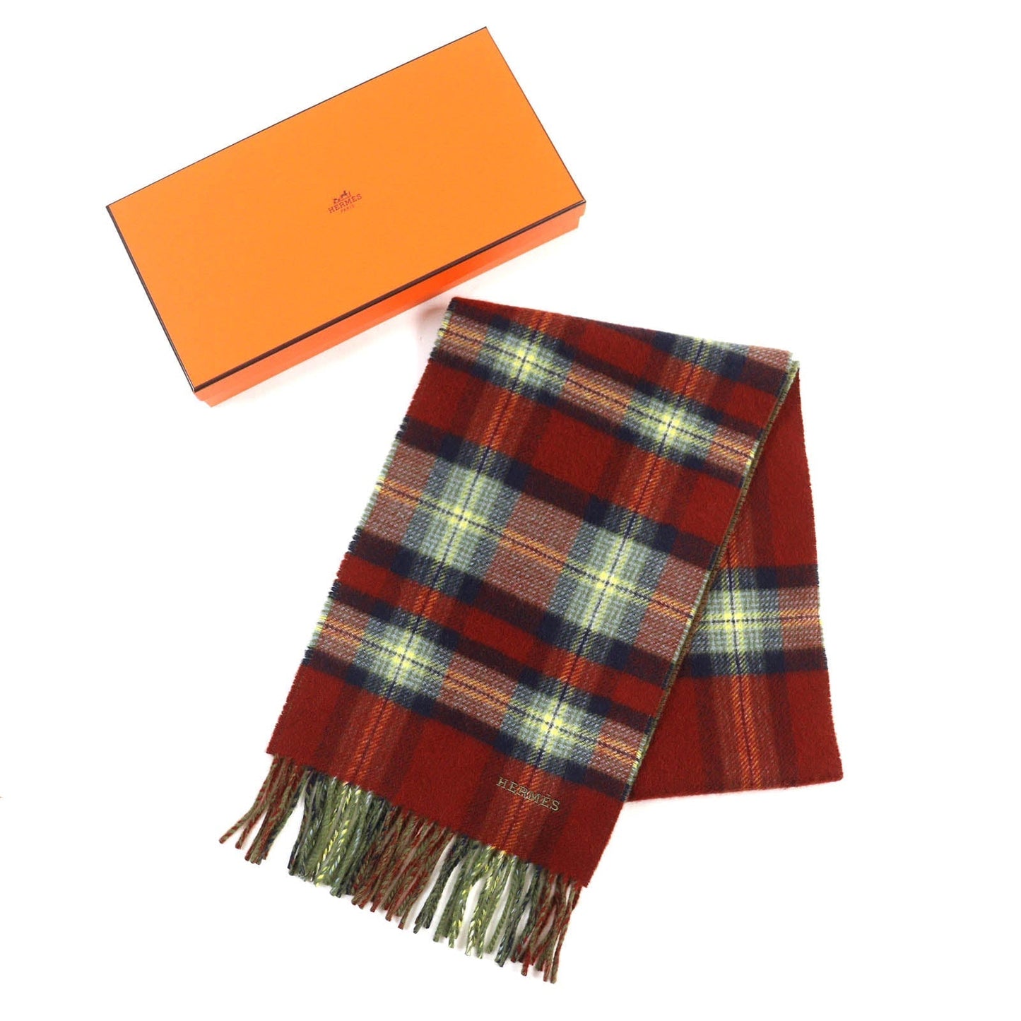 HERMES Scarf cashmere Red type Back to school