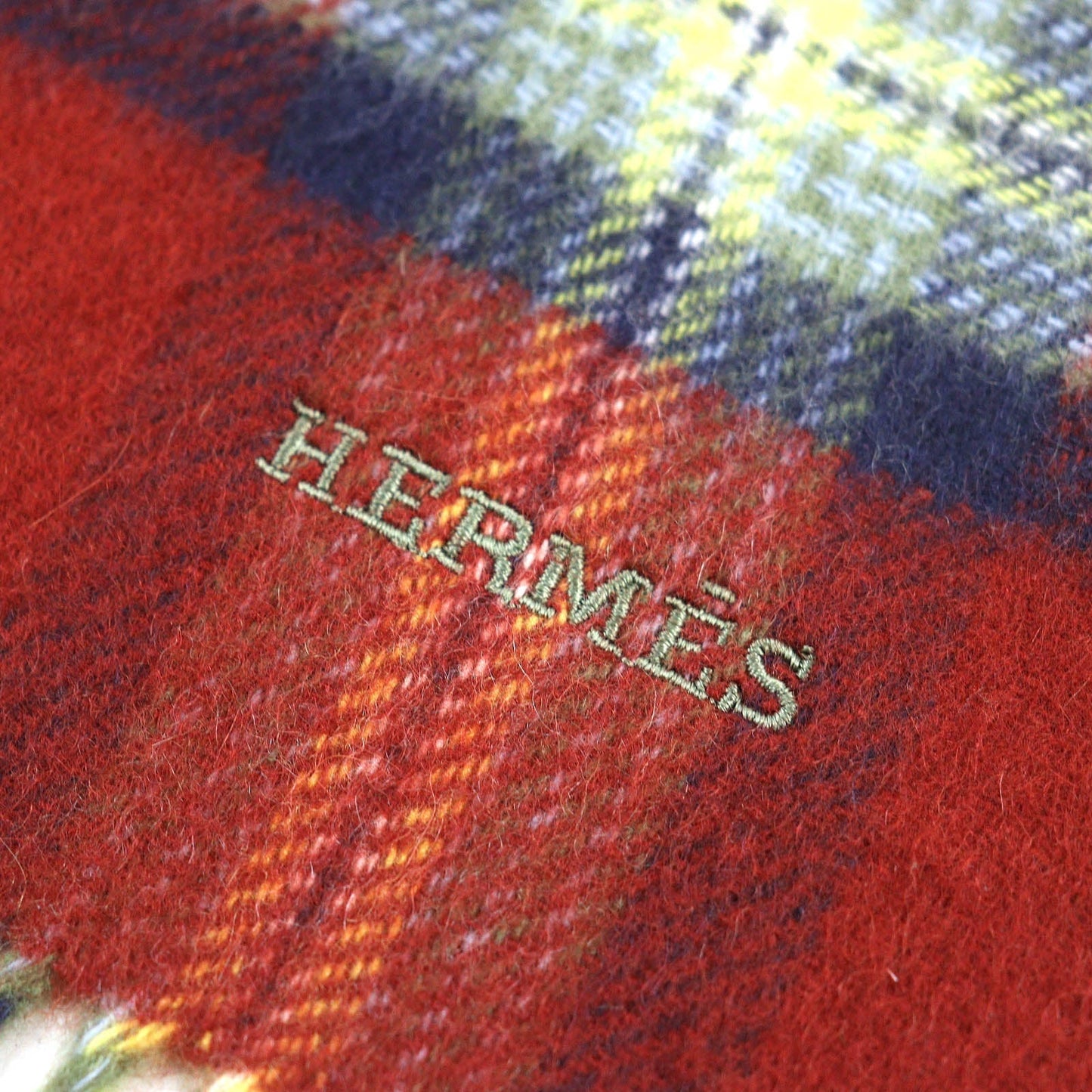 HERMES Scarf cashmere Red type Back to school