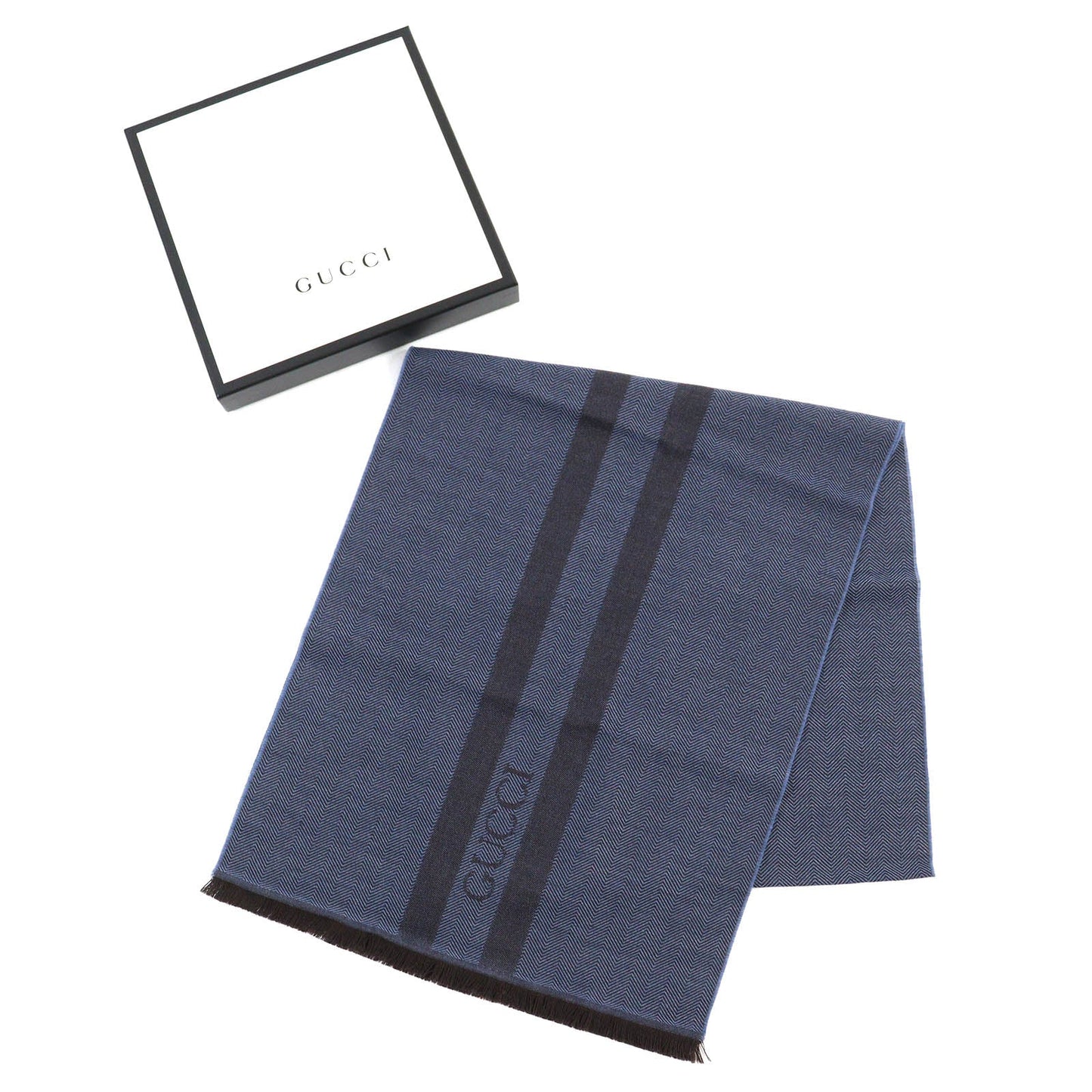 GUCCI Scarf wool Blue brown