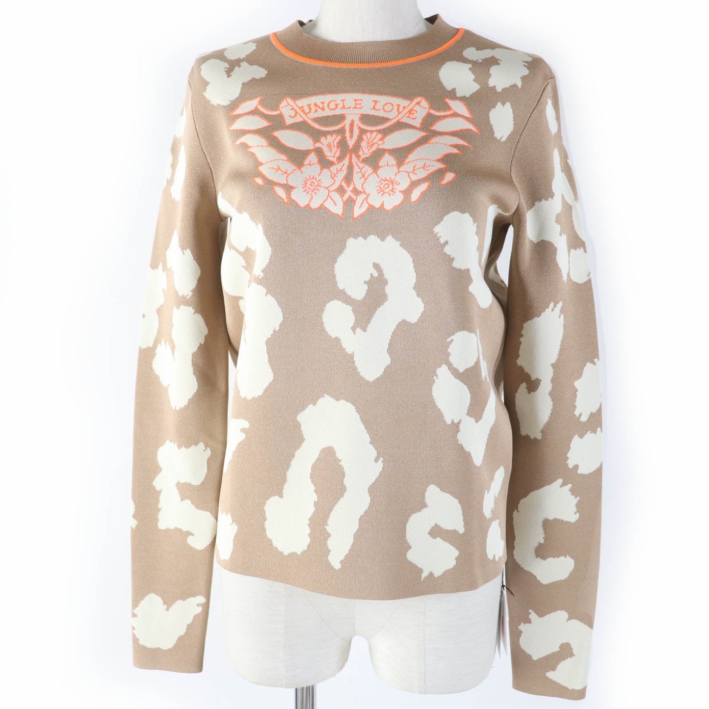 HERMES knit 2H2646DU silk light brown JUNGLE LOVE 38