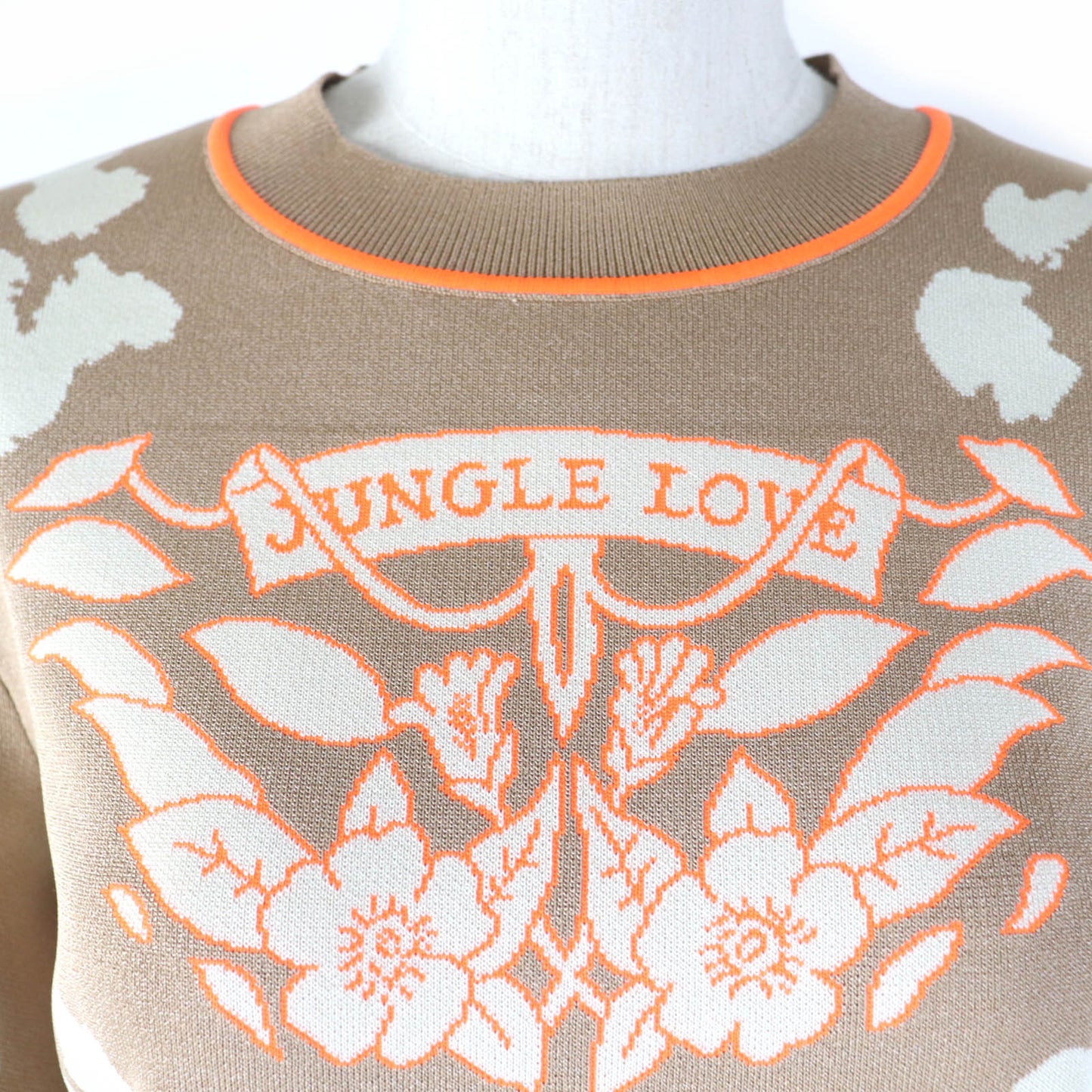 HERMES knit 2H2646DU silk light brown JUNGLE LOVE 38