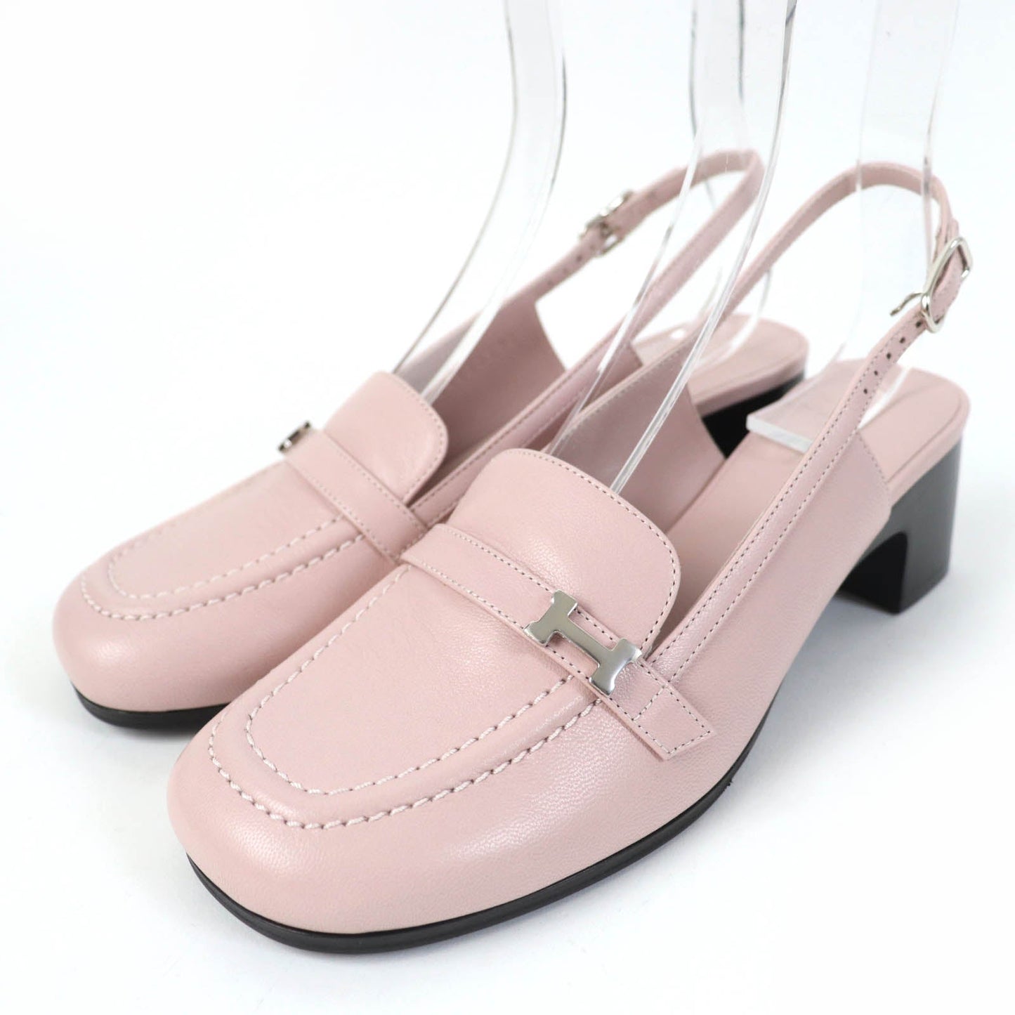 HERMES pumps leather Rose Polcelaine Infini 50 37