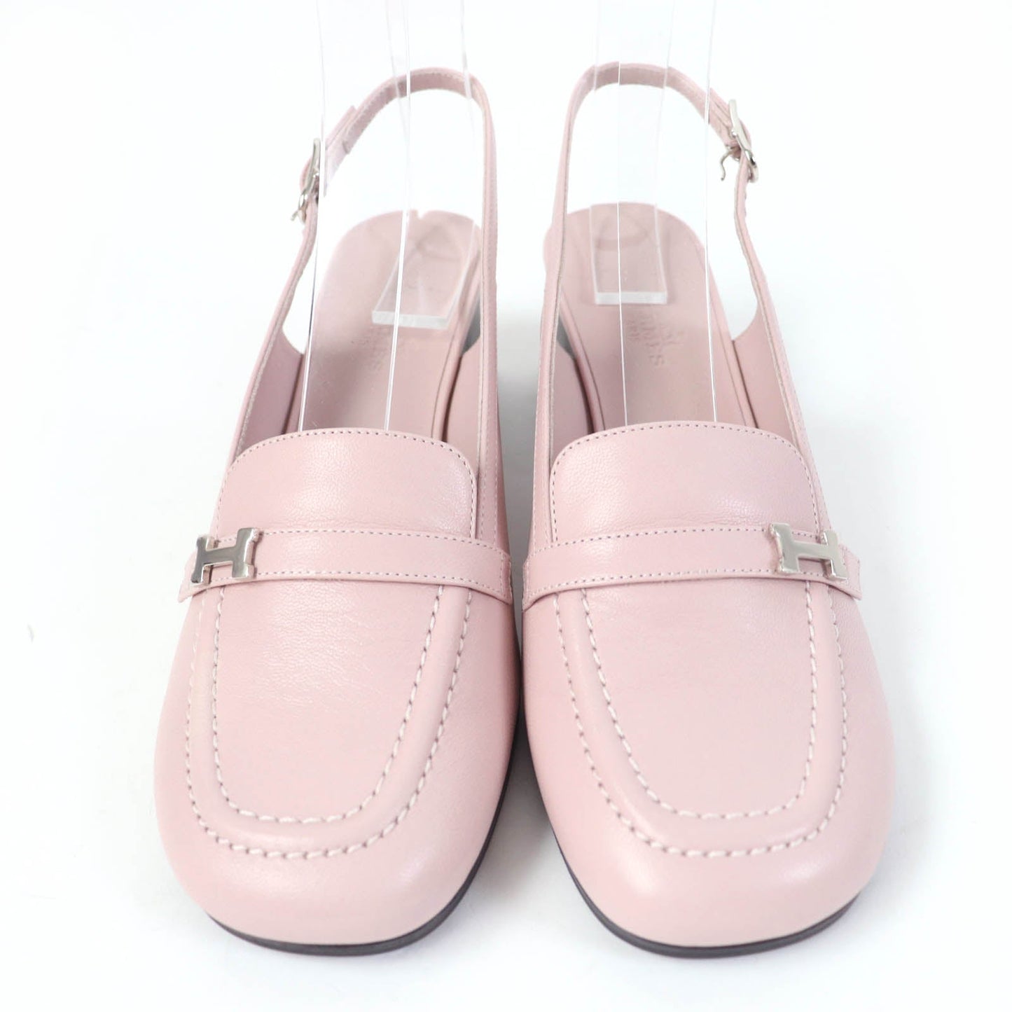 HERMES pumps leather Rose Polcelaine Infini 50 37