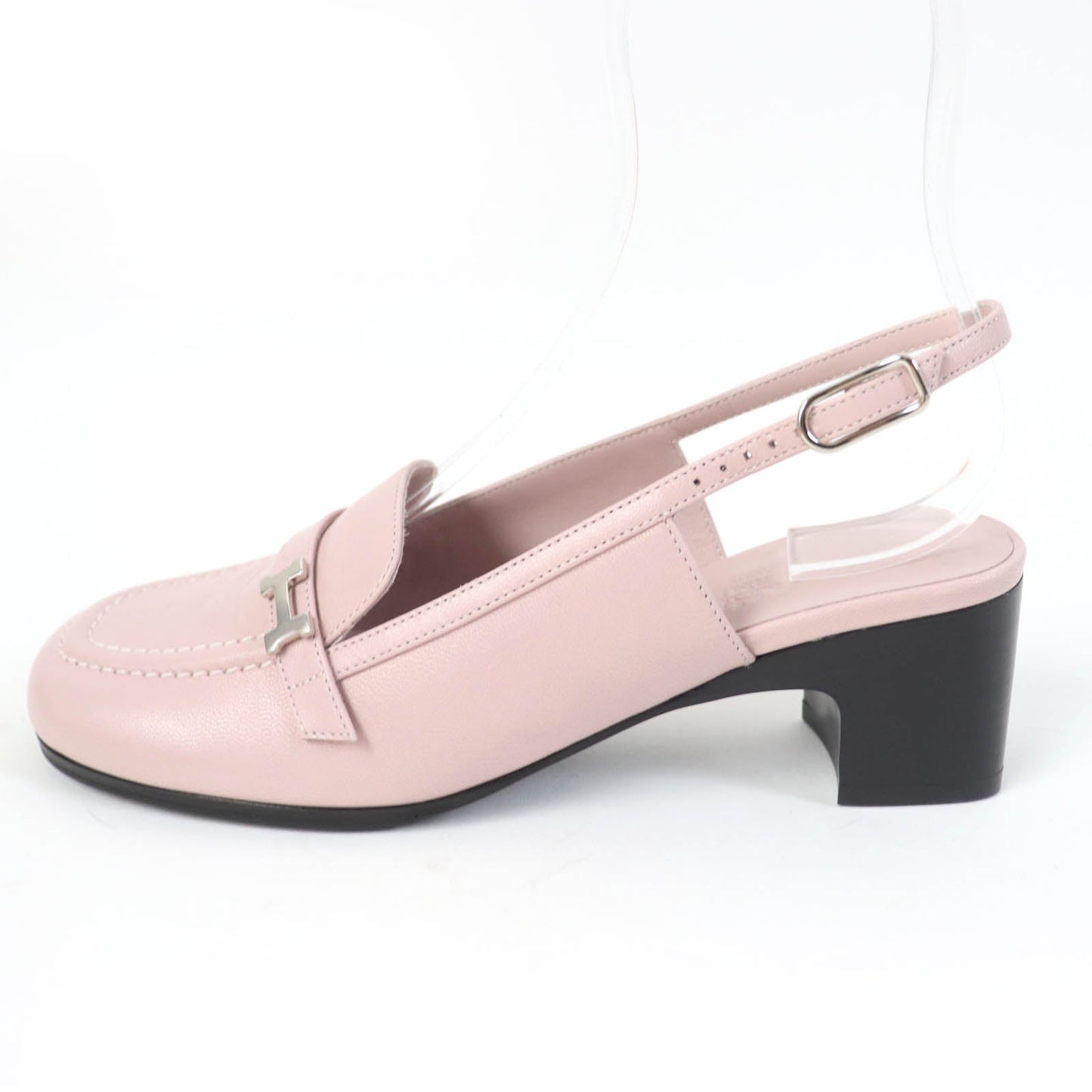 HERMES pumps leather Rose Polcelaine Infini 50 37