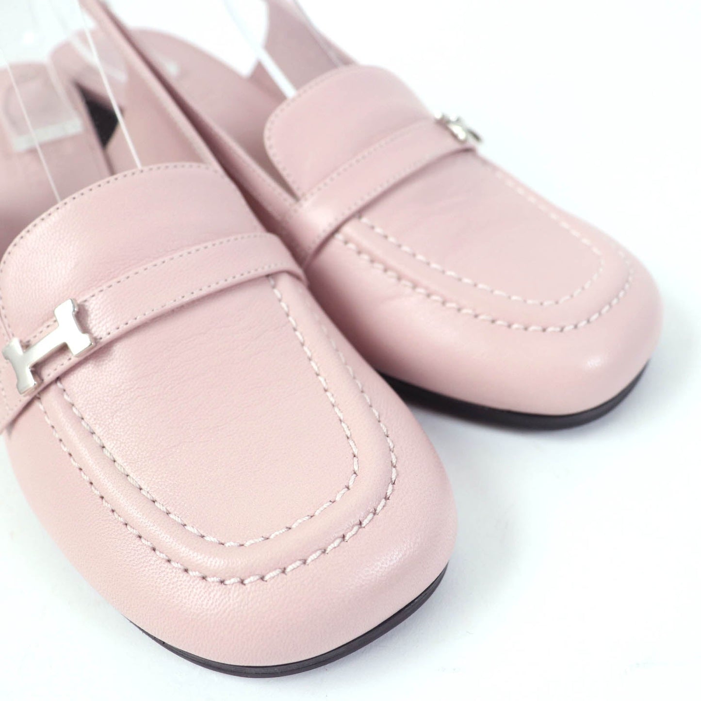 HERMES pumps leather Rose Polcelaine Infini 50 37