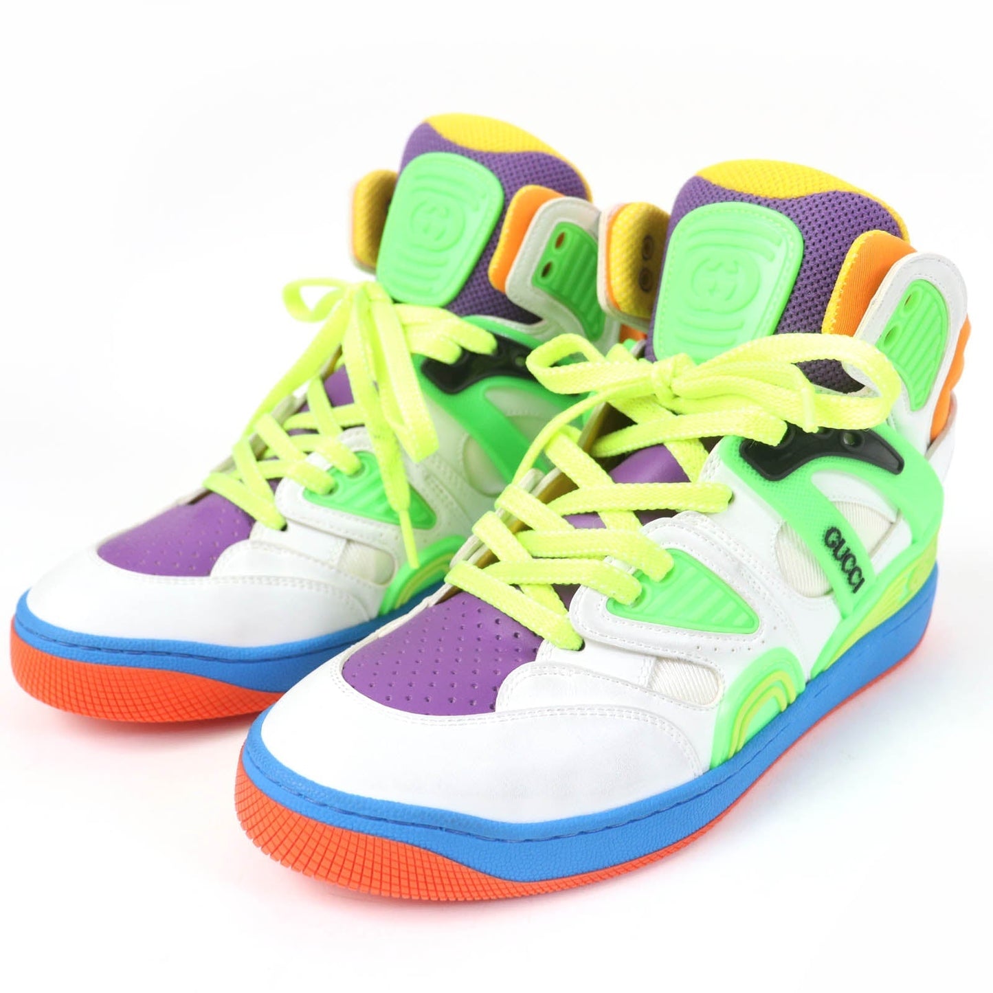GUCCI High cut sneakers 661310 leather multicolor BASKET 37
