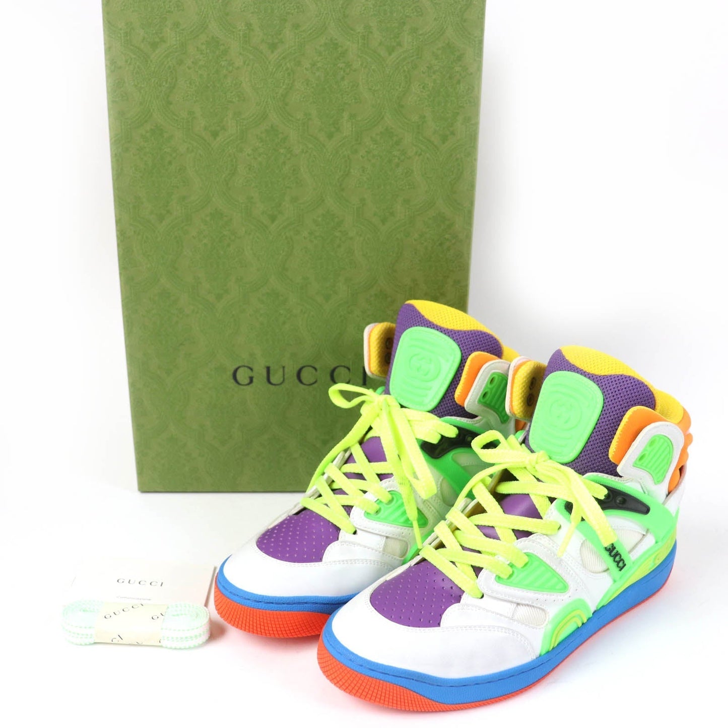 GUCCI High cut sneakers 661310 leather multicolor BASKET 37